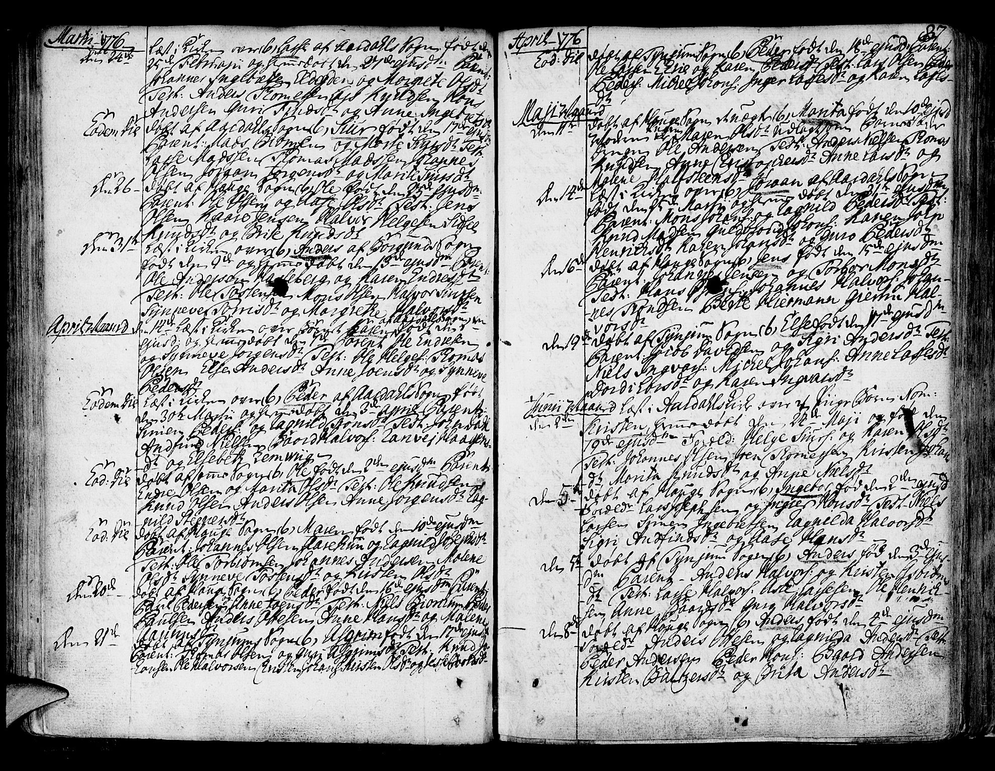 Lærdal sokneprestembete, SAB/A-81201: Parish register (official) no. A 2, 1752-1782, p. 87