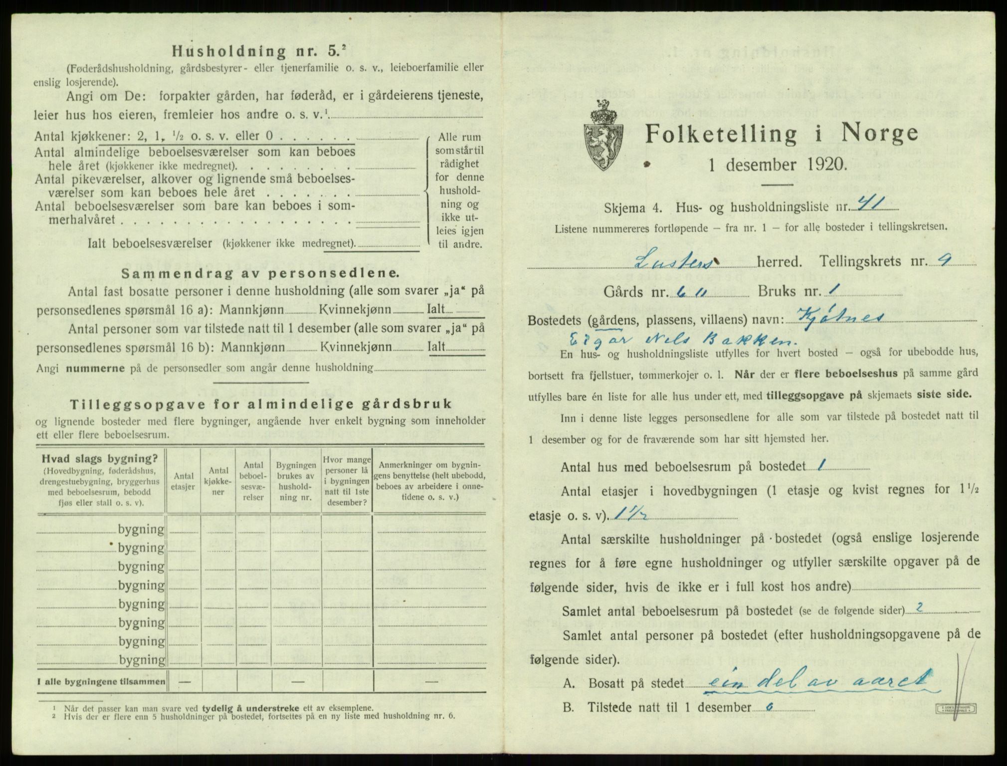 SAB, 1920 census for Luster, 1920, p. 898