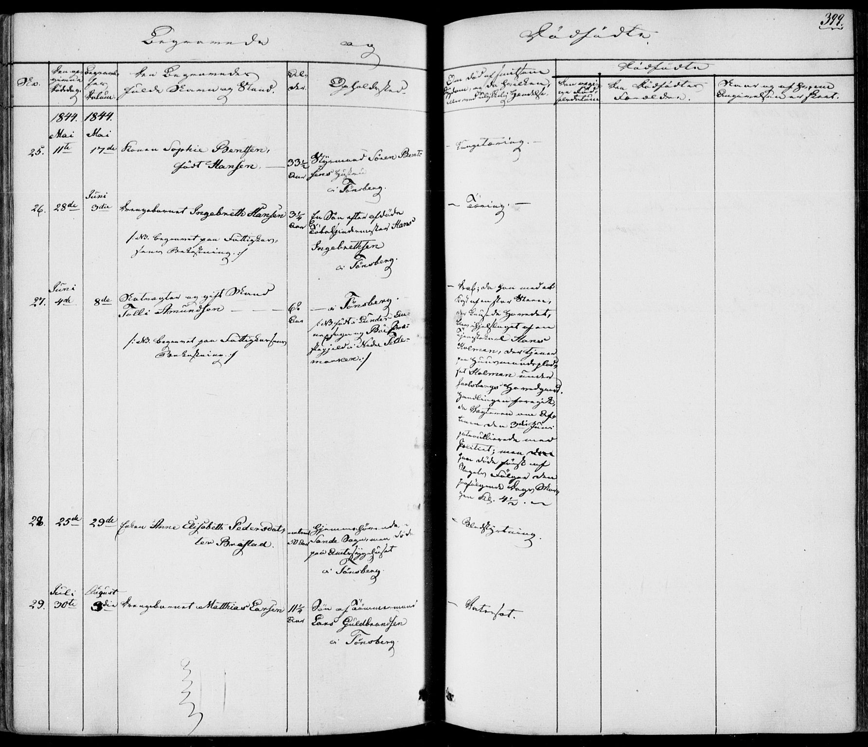 Tønsberg kirkebøker, AV/SAKO-A-330/F/Fa/L0006: Parish register (official) no. I 6, 1836-1844, p. 399