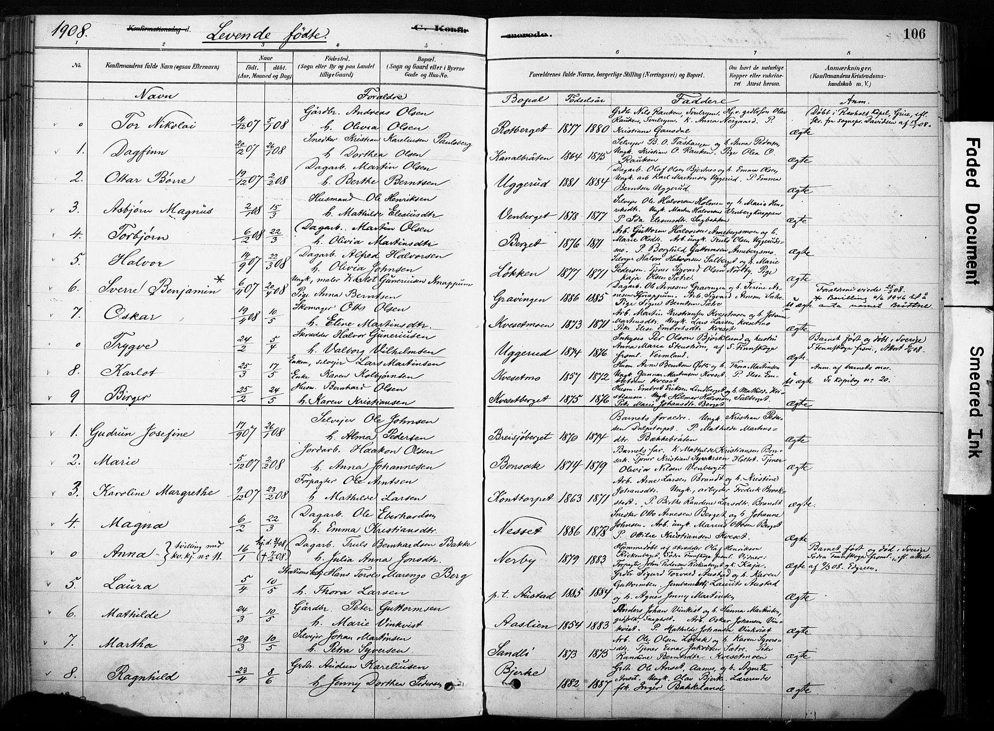 Hof prestekontor, AV/SAH-PREST-038/H/Ha/Haa/L0011: Parish register (official) no. 11, 1879-1911, p. 106