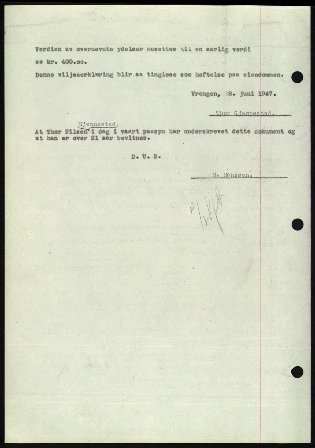 Nedenes sorenskriveri, AV/SAK-1221-0006/G/Gb/Gba/L0057: Mortgage book no. A9, 1947-1947, Diary no: : 882/1947