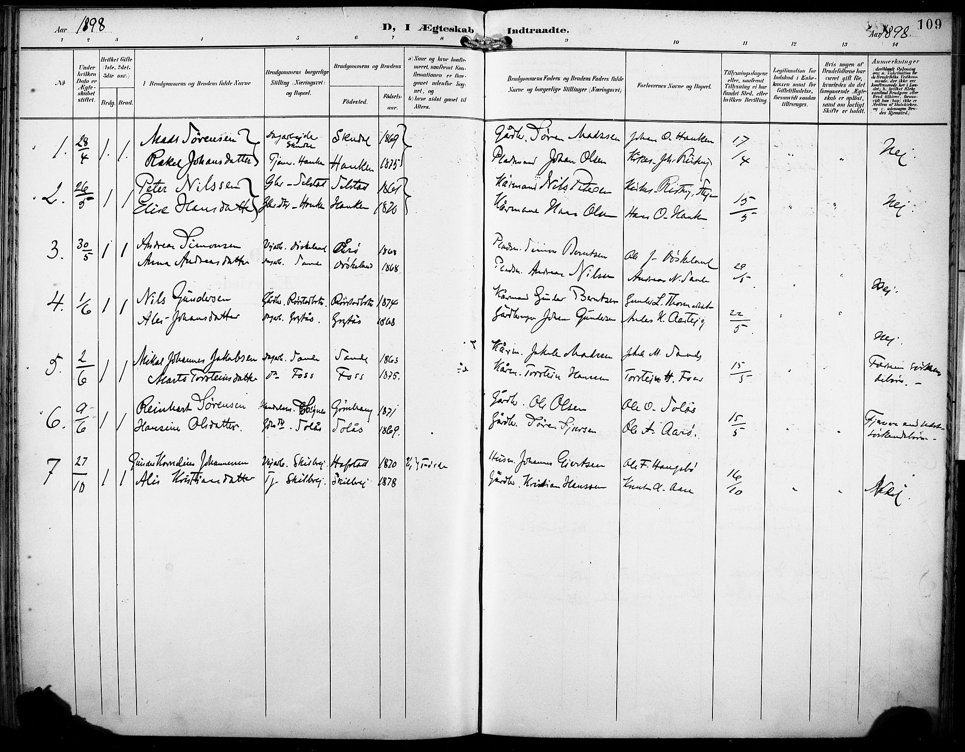 Gaular sokneprestembete, AV/SAB-A-80001/H/Haa: Parish register (official) no. B 2, 1898-1911, p. 109