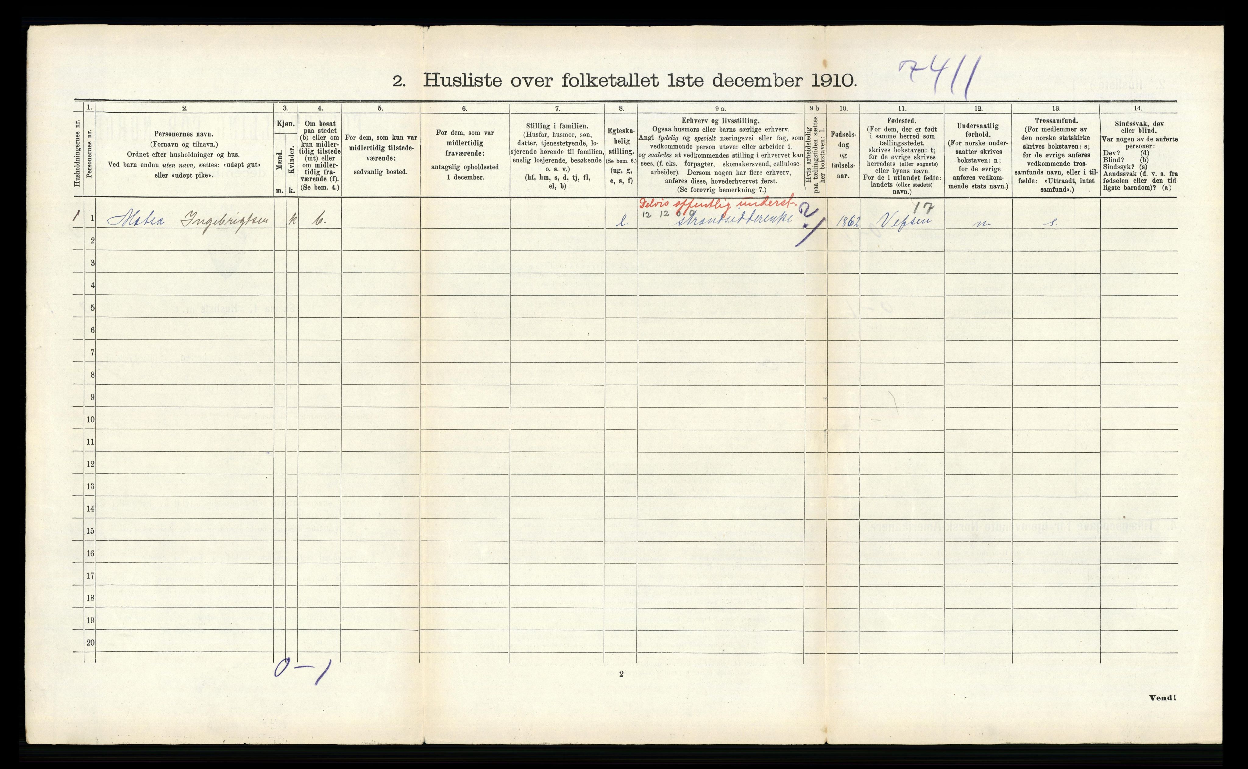 RA, 1910 census for Flakstad, 1910, p. 407