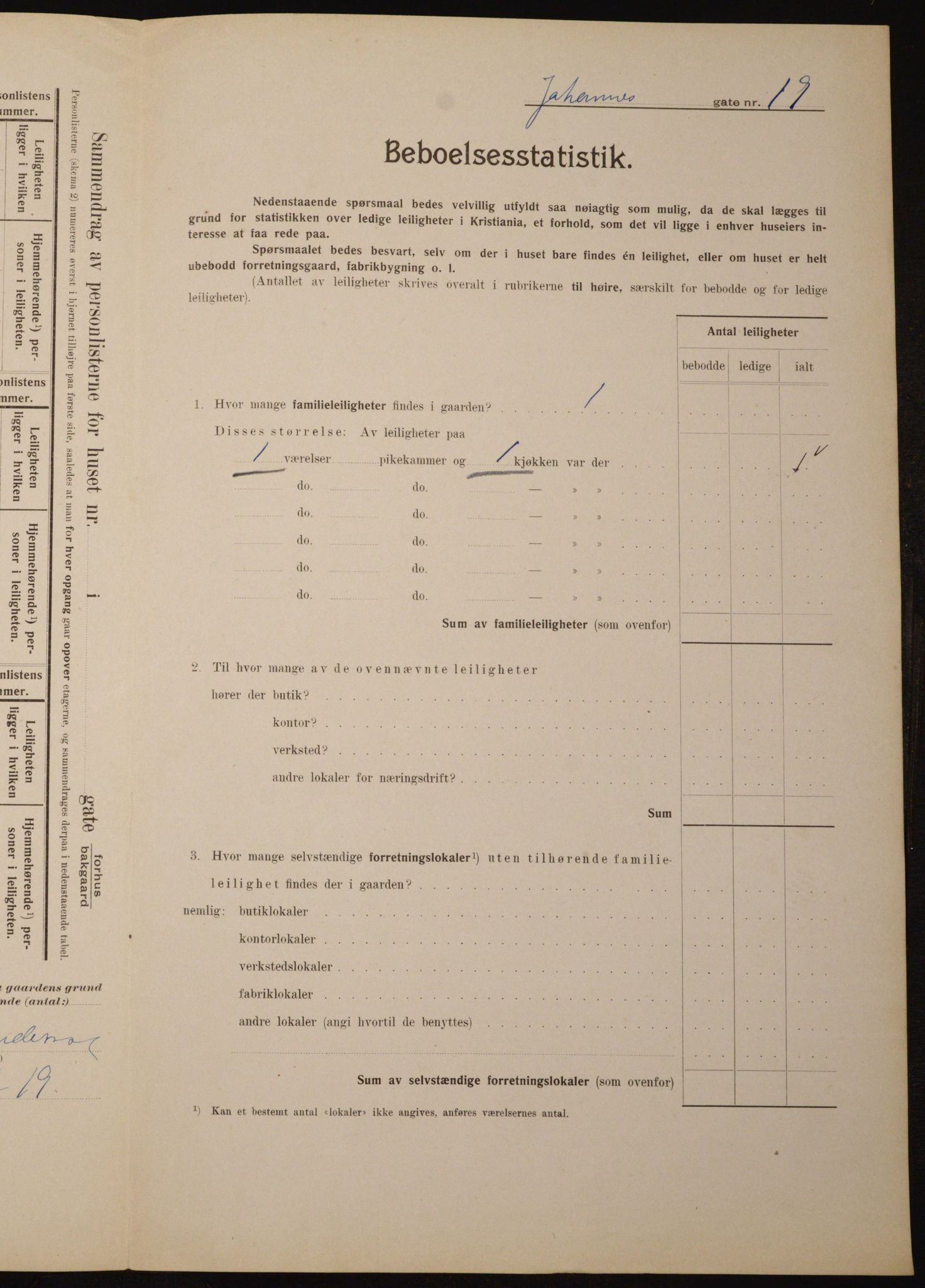 OBA, Municipal Census 1910 for Kristiania, 1910, p. 45971