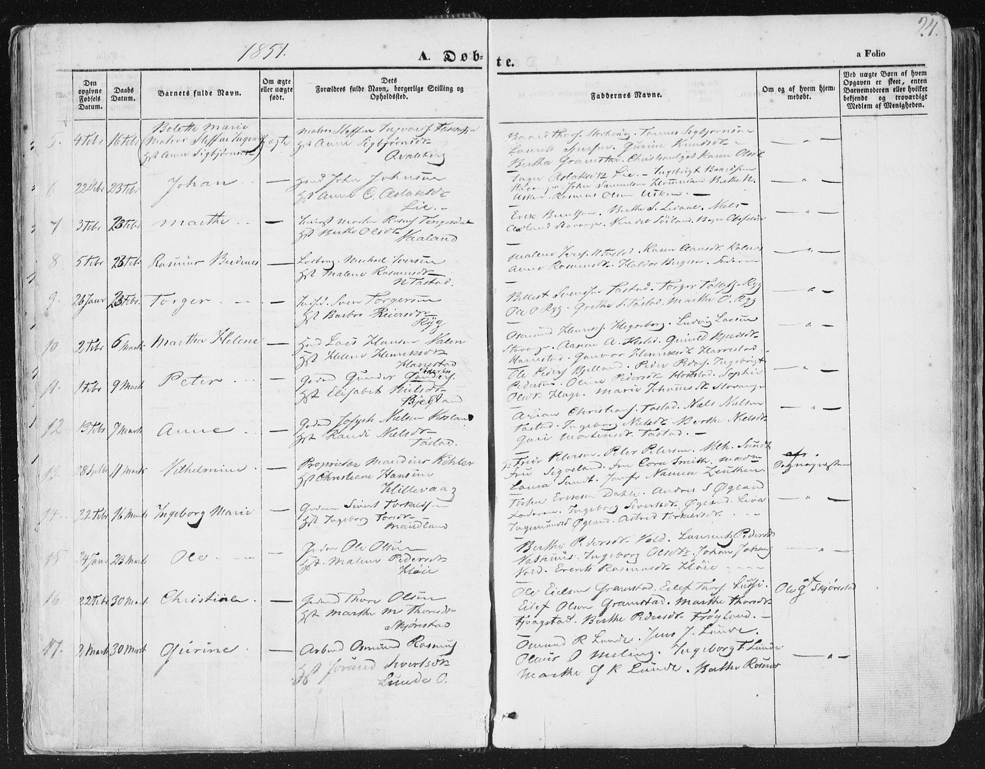 Hetland sokneprestkontor, AV/SAST-A-101826/30/30BA/L0002: Parish register (official) no. A 2, 1849-1869, p. 24