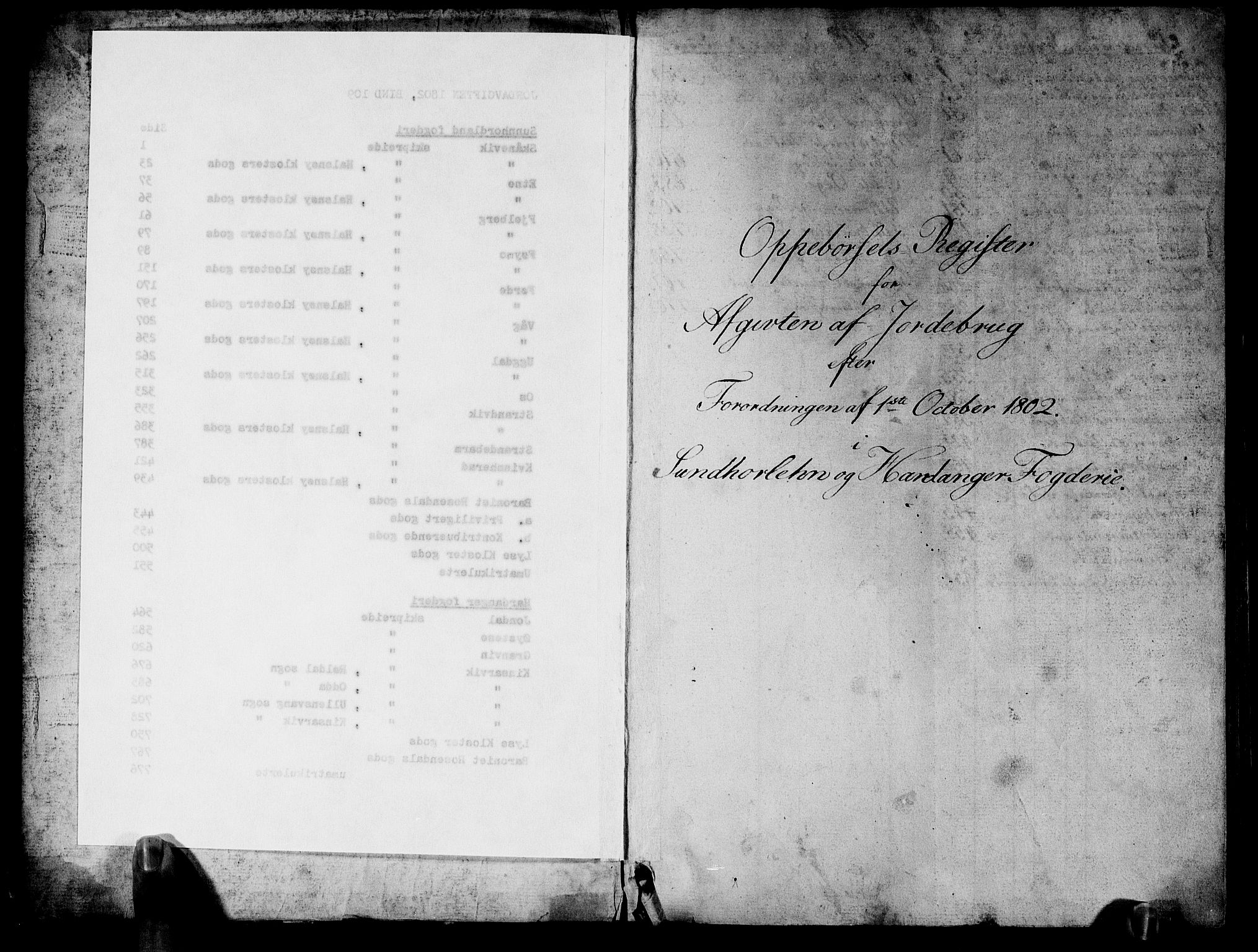 Rentekammeret inntil 1814, Realistisk ordnet avdeling, AV/RA-EA-4070/N/Ne/Nea/L0109: Sunnhordland og Hardanger fogderi. Oppebørselsregister, 1803-1804, p. 2