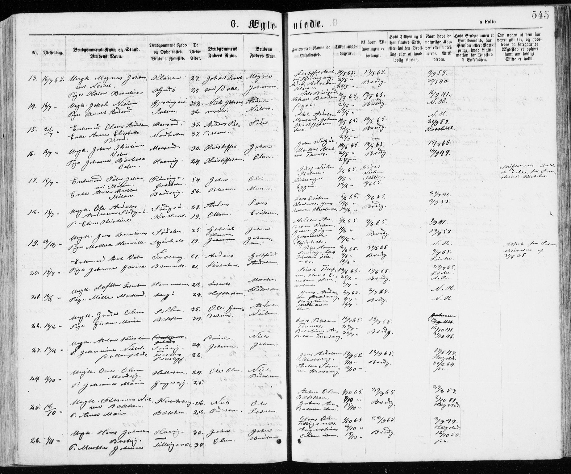Ministerialprotokoller, klokkerbøker og fødselsregistre - Sør-Trøndelag, SAT/A-1456/640/L0576: Parish register (official) no. 640A01, 1846-1876, p. 545