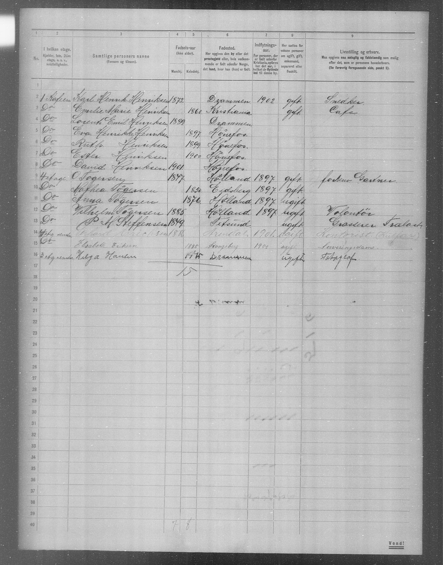 OBA, Municipal Census 1904 for Kristiania, 1904, p. 13309