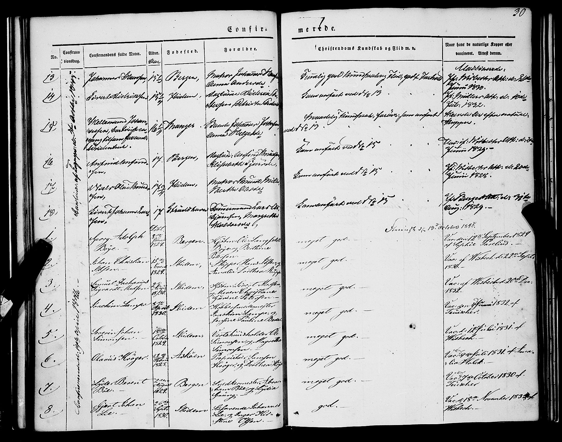 Nykirken Sokneprestembete, SAB/A-77101/H/Haa/L0022: Parish register (official) no. C 1, 1840-1851, p. 30