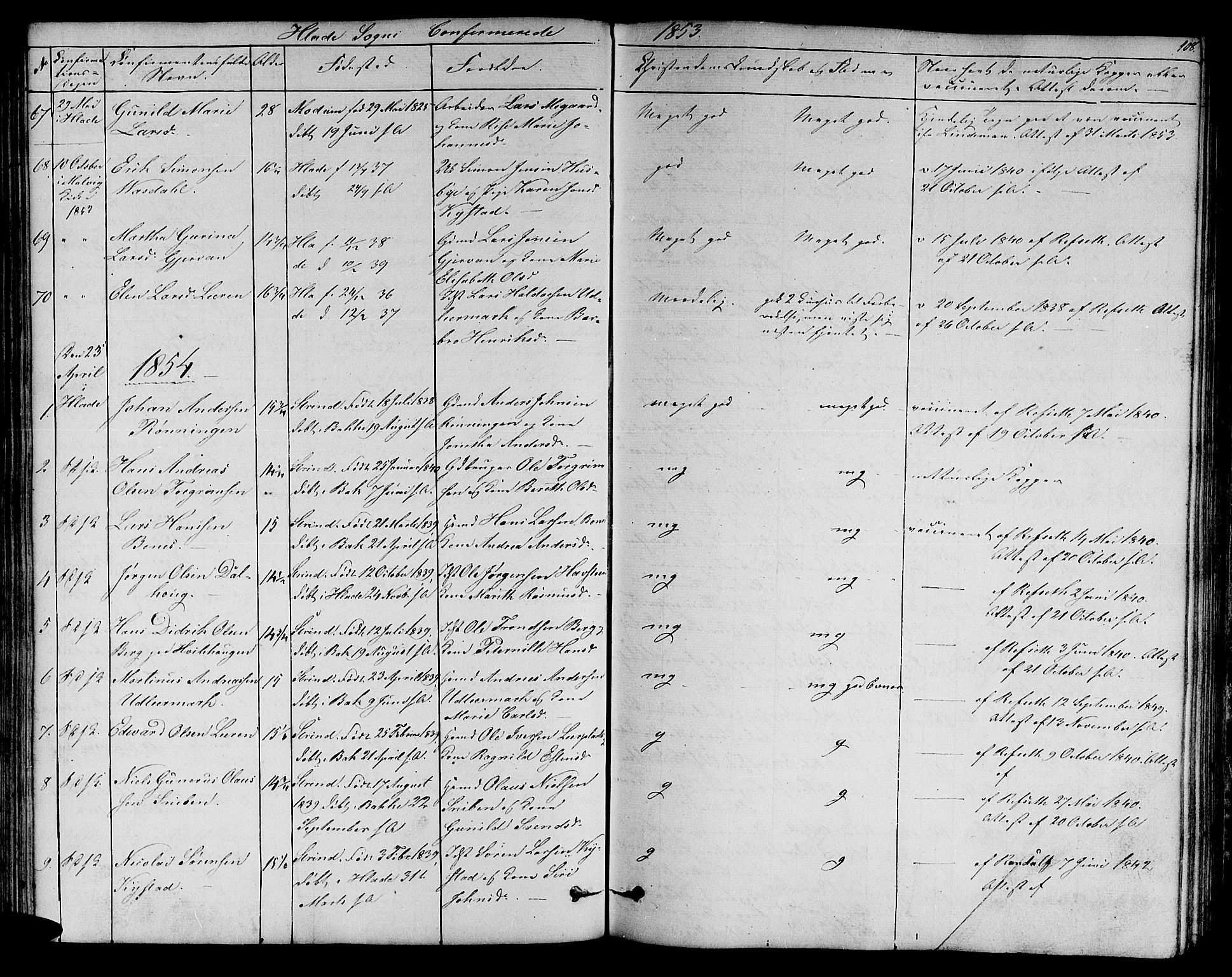Ministerialprotokoller, klokkerbøker og fødselsregistre - Sør-Trøndelag, SAT/A-1456/606/L0310: Parish register (copy) no. 606C06, 1850-1859, p. 108
