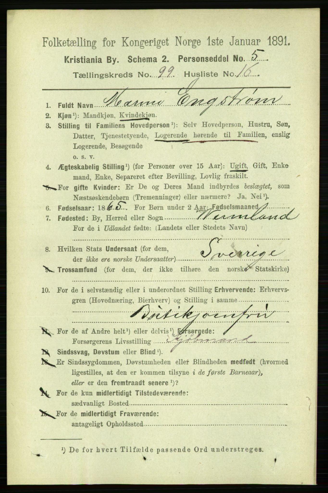 RA, 1891 census for 0301 Kristiania, 1891, p. 48820