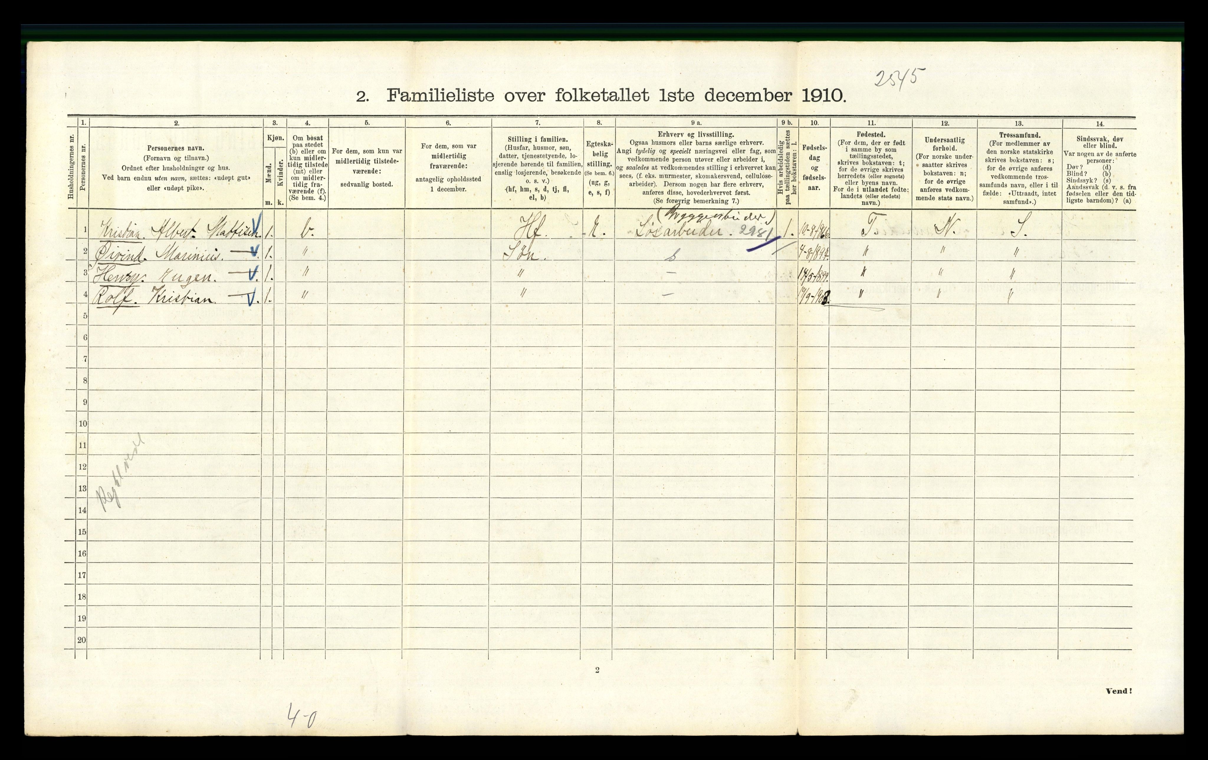 RA, 1910 census for Kristiania, 1910, p. 50136