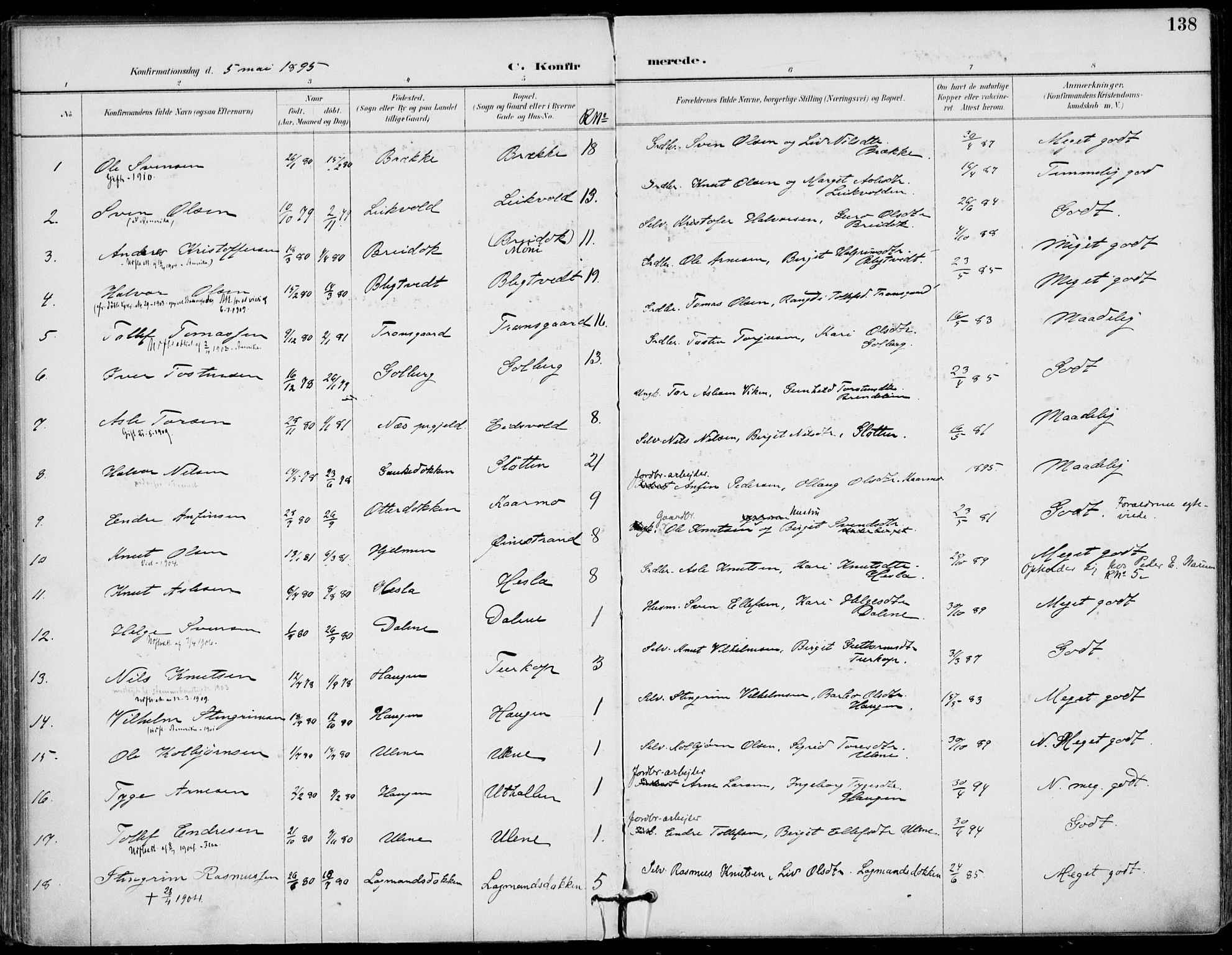 Gol kirkebøker, SAKO/A-226/F/Fa/L0005: Parish register (official) no. I 5, 1887-1900, p. 138