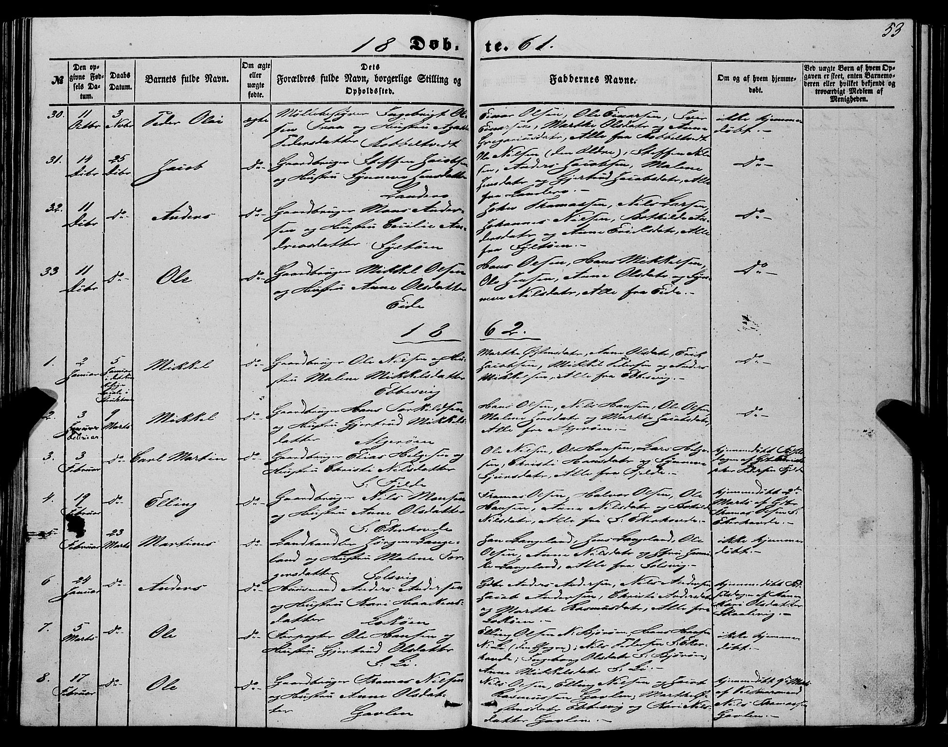 Fjell sokneprestembete, SAB/A-75301/H/Haa: Parish register (official) no. A 2, 1847-1864, p. 53