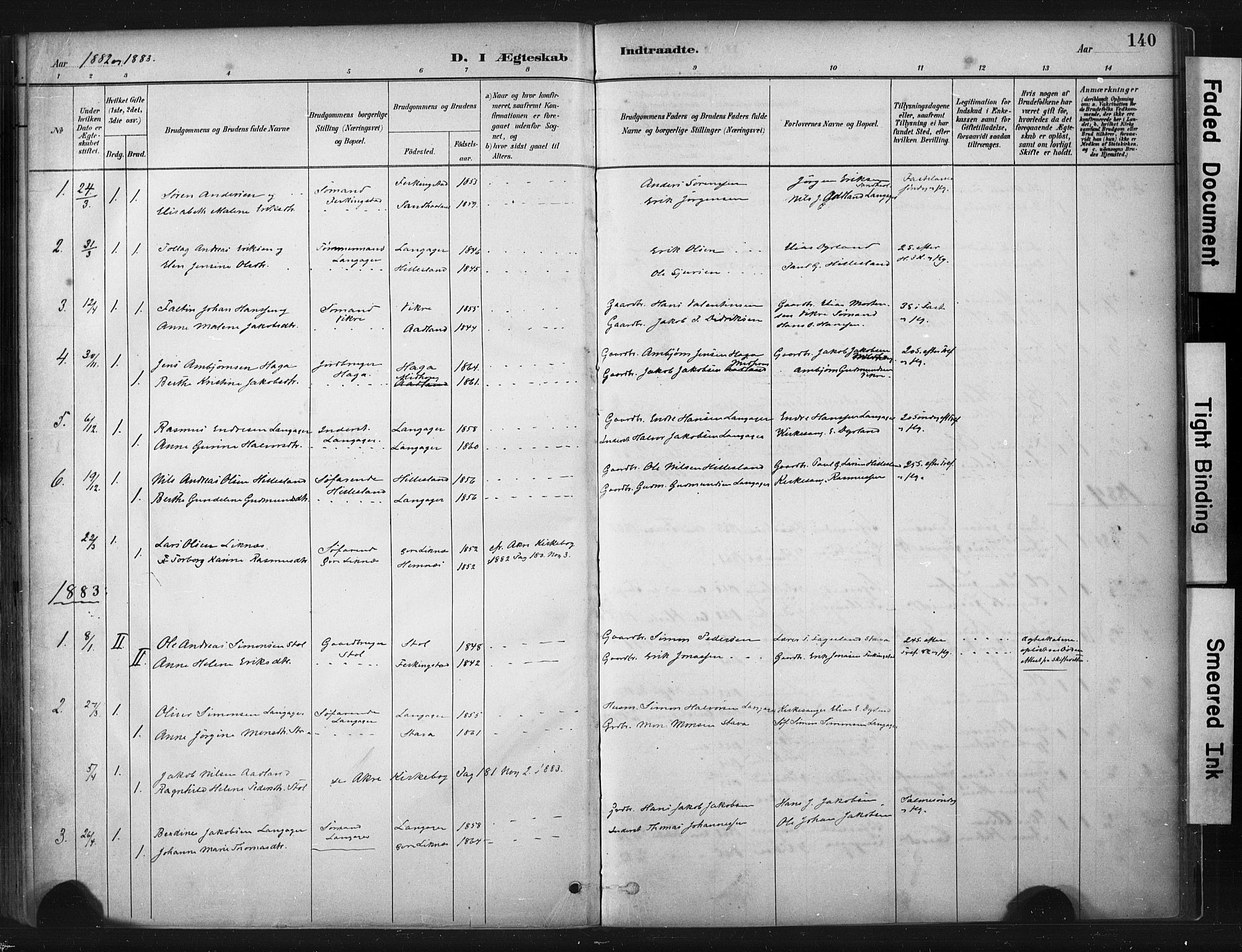 Skudenes sokneprestkontor, SAST/A -101849/H/Ha/Haa/L0010: Parish register (official) no. A 7, 1882-1912, p. 140