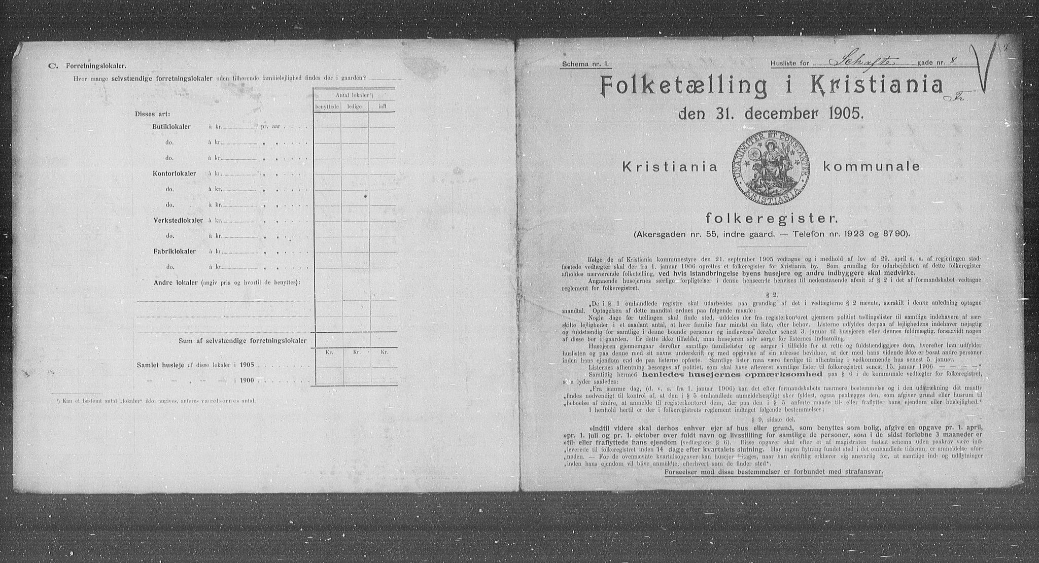 OBA, Municipal Census 1905 for Kristiania, 1905, p. 46485
