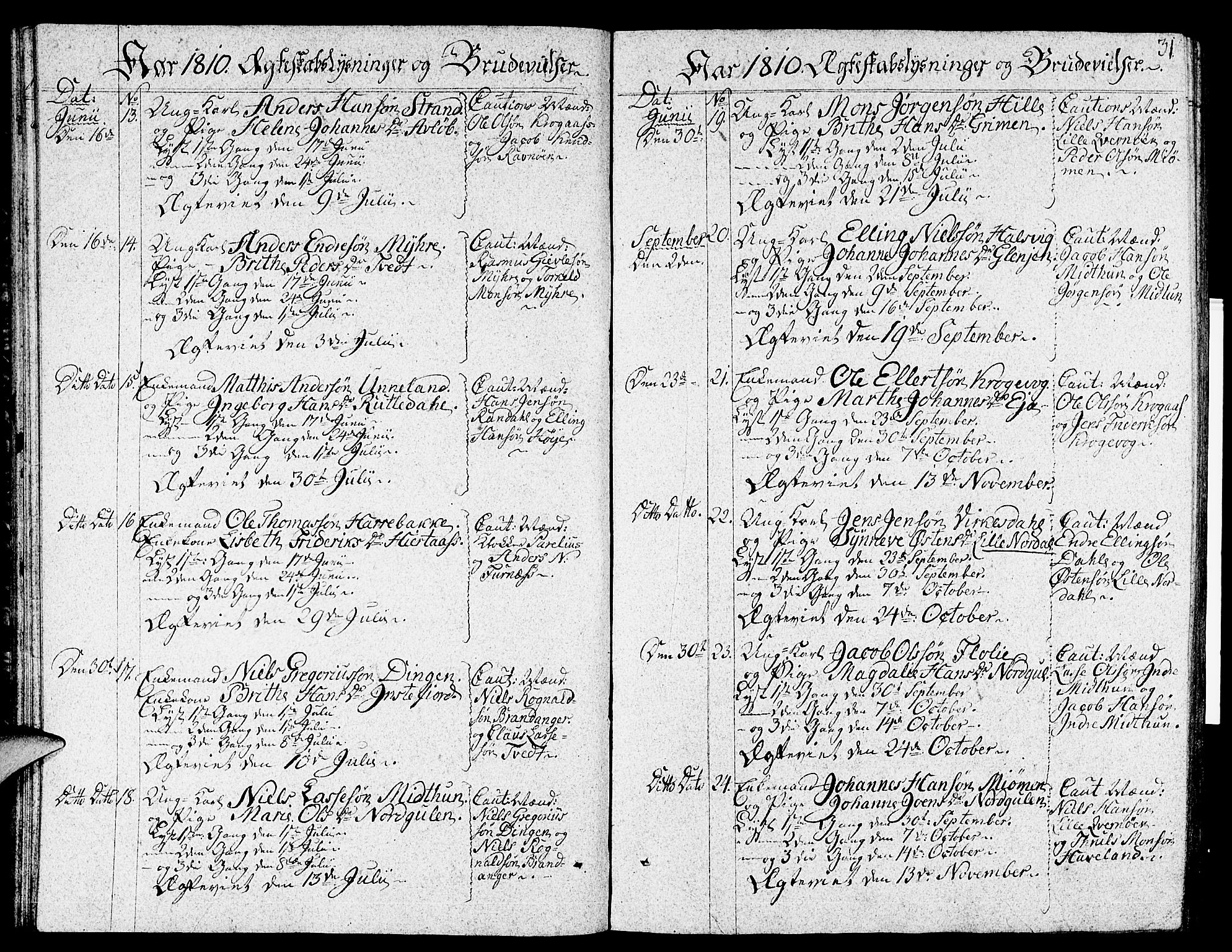 Gulen sokneprestembete, AV/SAB-A-80201/H/Haa/Haaa/L0017: Parish register (official) no. A 17, 1809-1825, p. 31