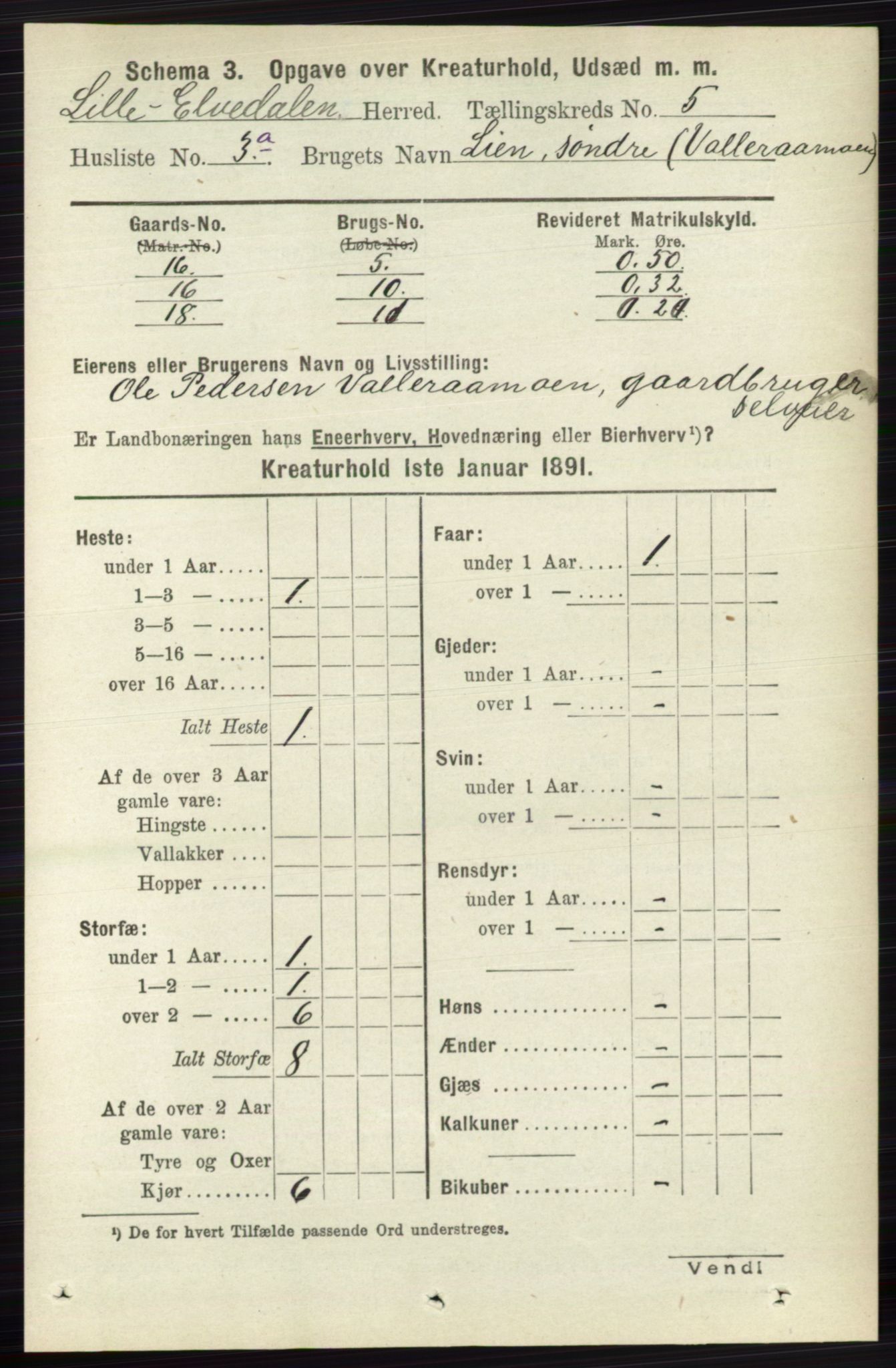 RA, 1891 census for 0438 Lille Elvedalen, 1891, p. 4296