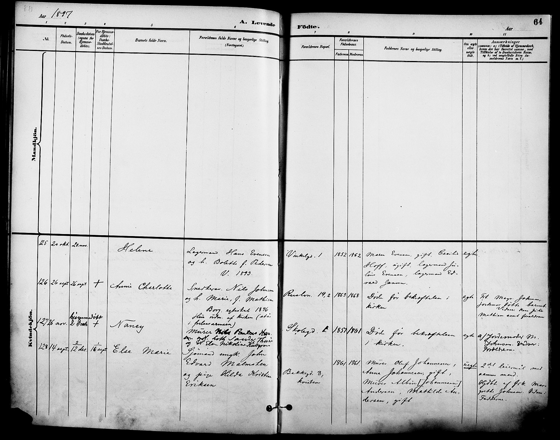 Johannes prestekontor Kirkebøker, AV/SAO-A-10852/F/Fa/L0007: Parish register (official) no. 7, 1896-1905, p. 64