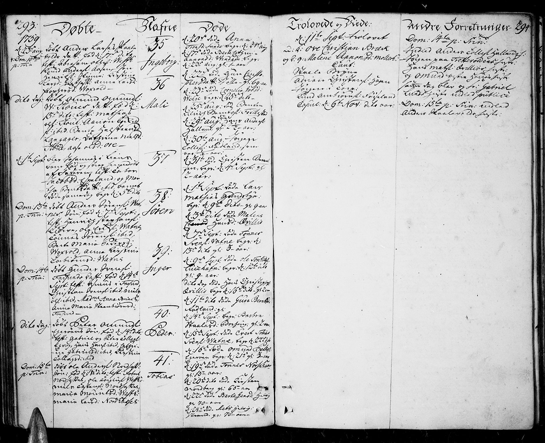 Lista sokneprestkontor, AV/SAK-1111-0027/F/Fa/L0003: Parish register (official) no. A 3 /1, 1743-1767, p. 293-294