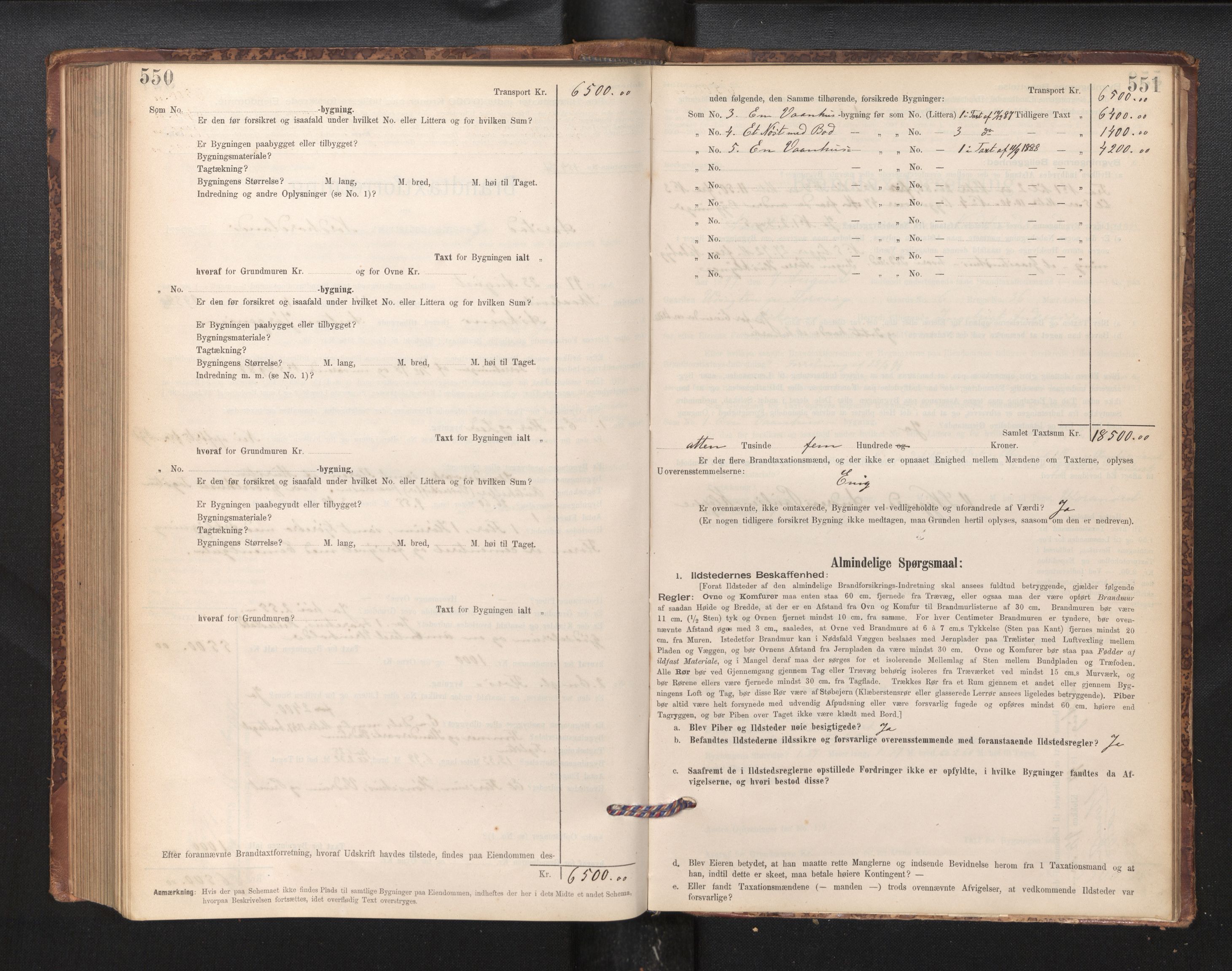 Lensmannen i Årstad, AV/SAB-A-36201/0012/L0011: Branntakstprotokoll,skjematakst, 1895-1901, p. 550-551