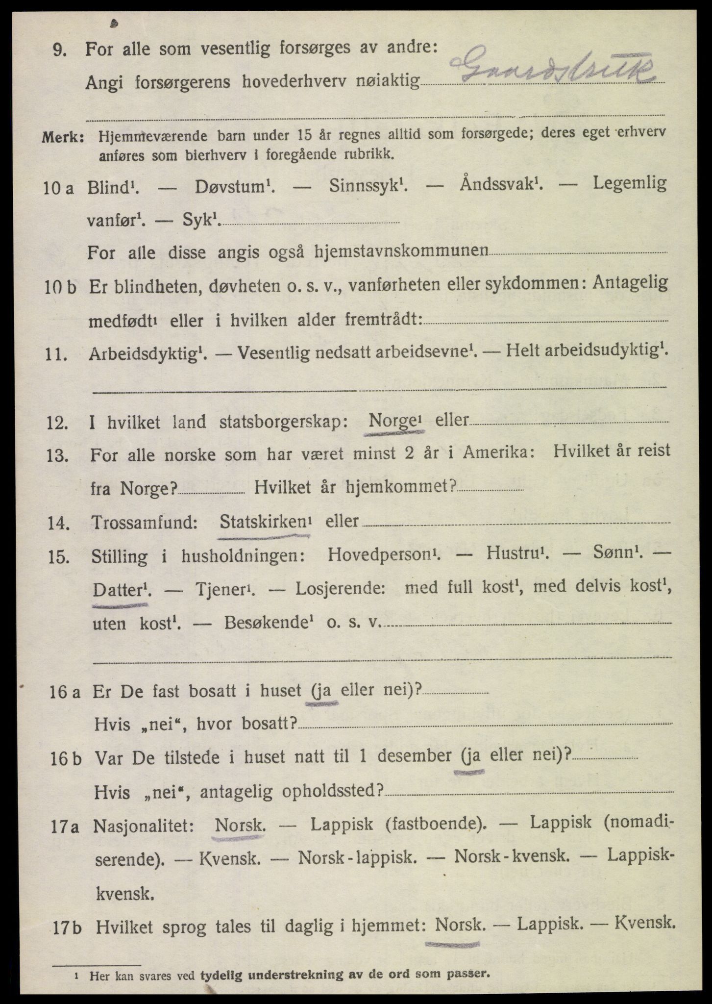 SAT, 1920 census for Sparbu, 1920, p. 6838