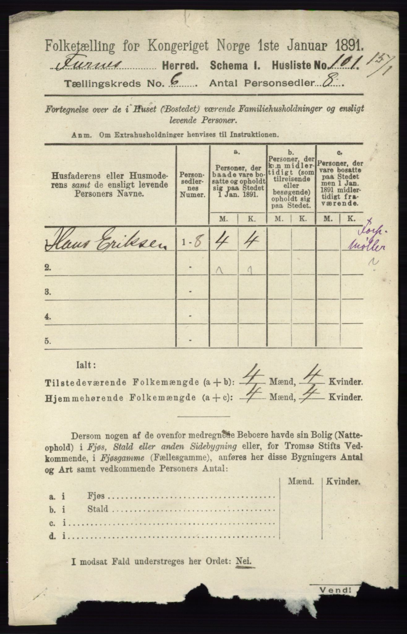 RA, Census 1891 for 0413 Furnes herred, 1891, p. 4157