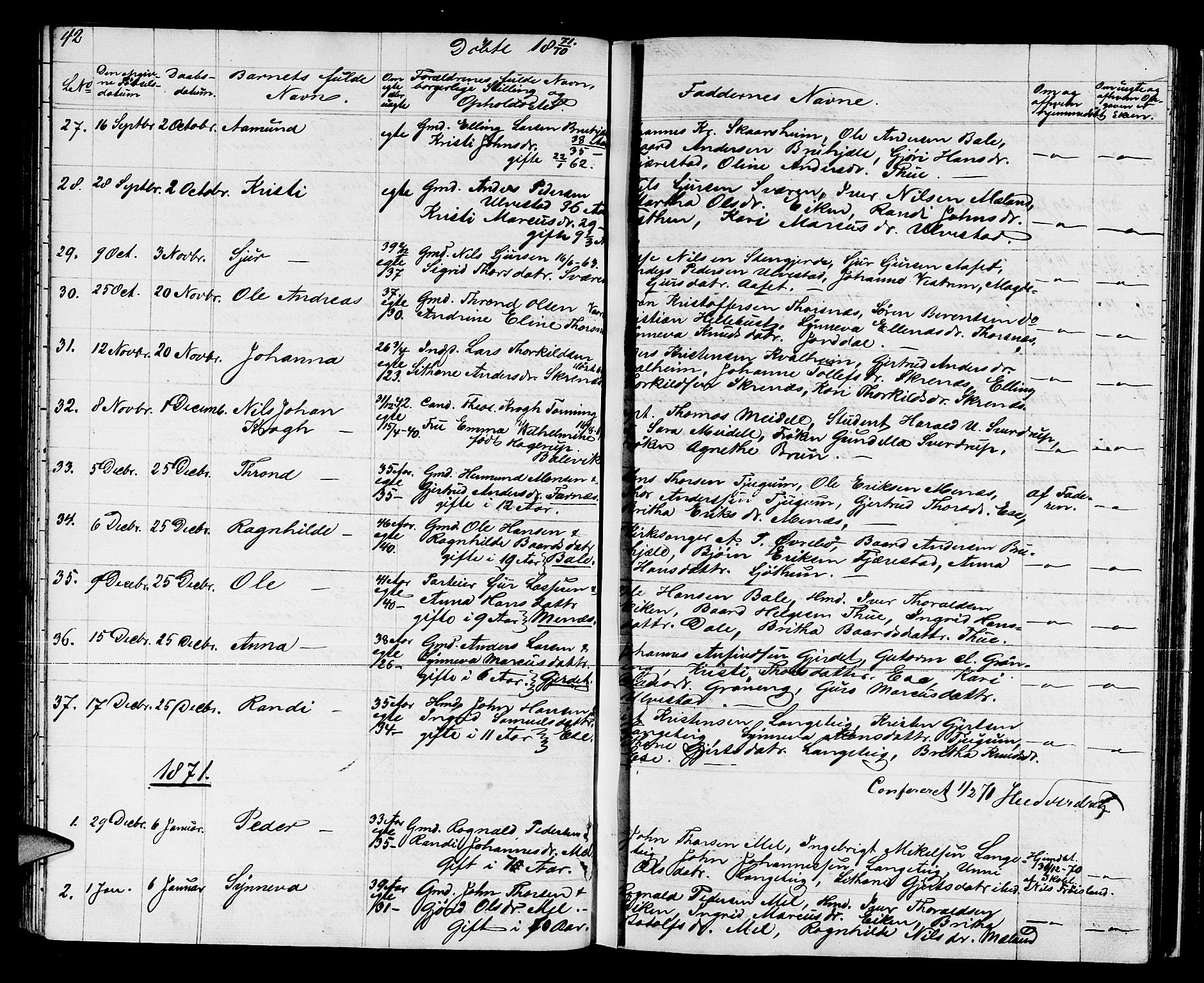 Balestrand sokneprestembete, AV/SAB-A-79601/H/Hab/Haba/L0001: Parish register (copy) no. A 1, 1853-1880, p. 42