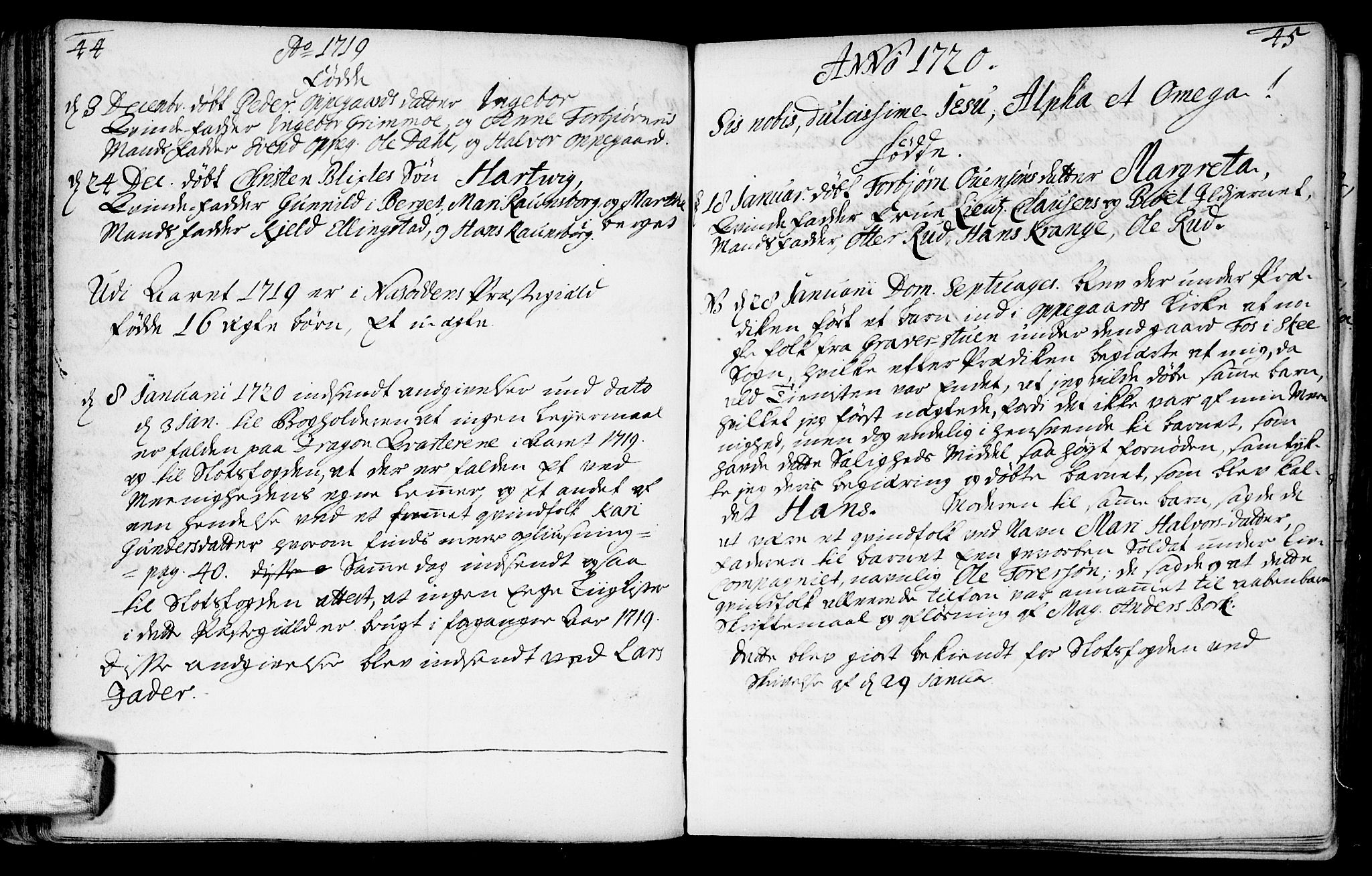 Nesodden prestekontor Kirkebøker, SAO/A-10013/F/Fa/L0001: Parish register (official) no. I 1, 1709-1749, p. 44-45