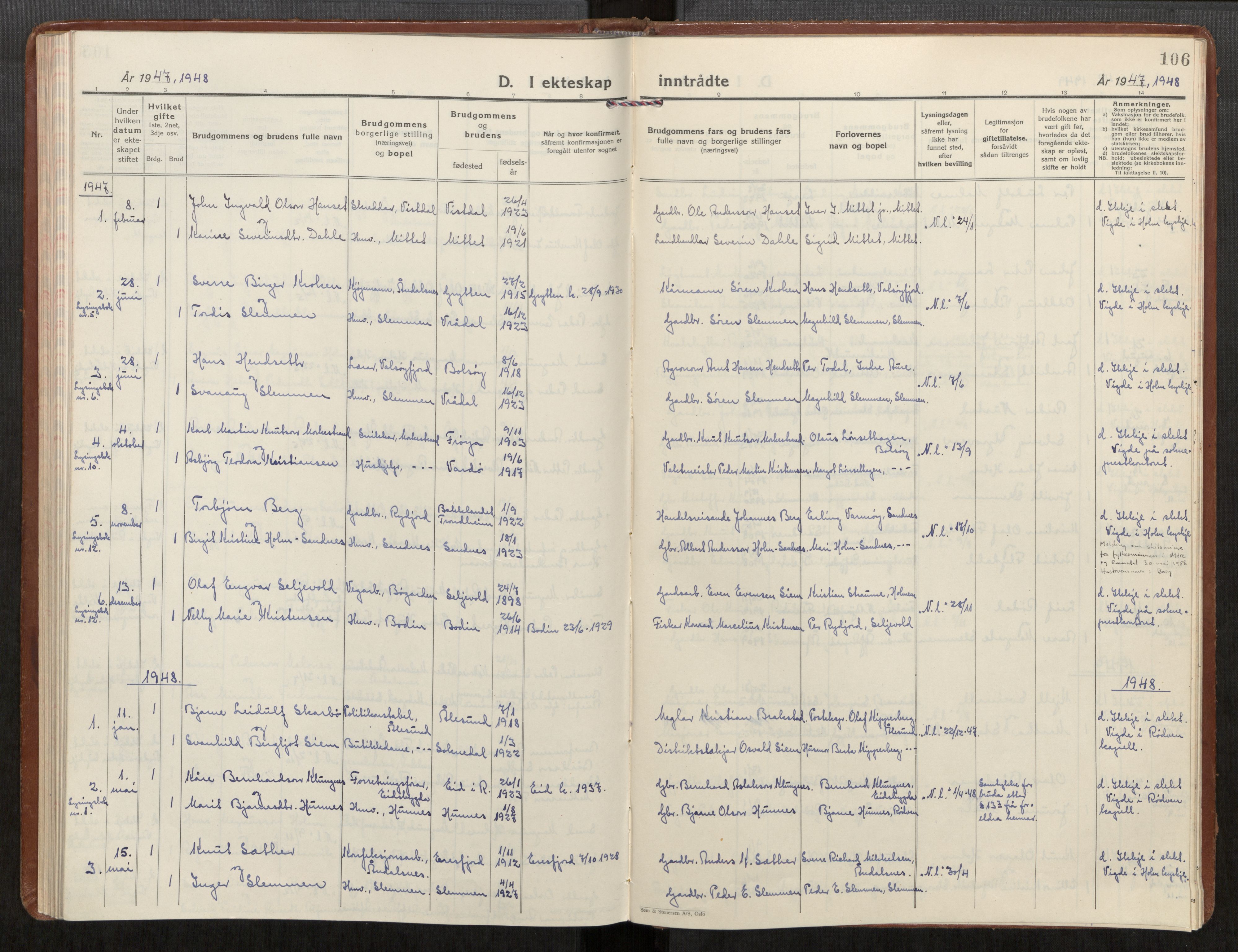 Ministerialprotokoller, klokkerbøker og fødselsregistre - Møre og Romsdal, SAT/A-1454/549/L0619: Parish register (official) no. 549A02, 1928-1951, p. 106