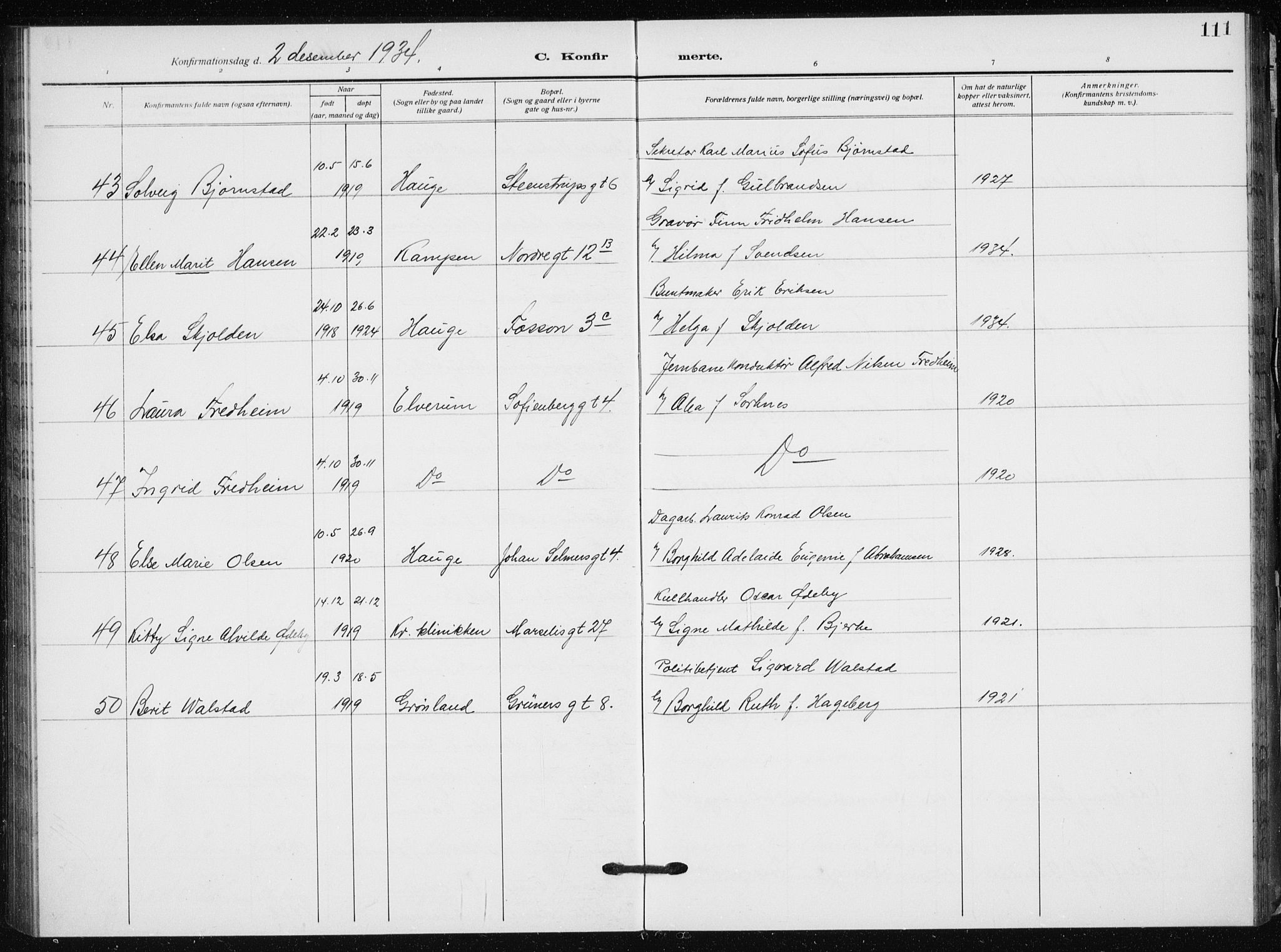 Hauge prestekontor Kirkebøker, SAO/A-10849/F/Fa/L0002: Parish register (official) no. 2, 1917-1938, p. 111