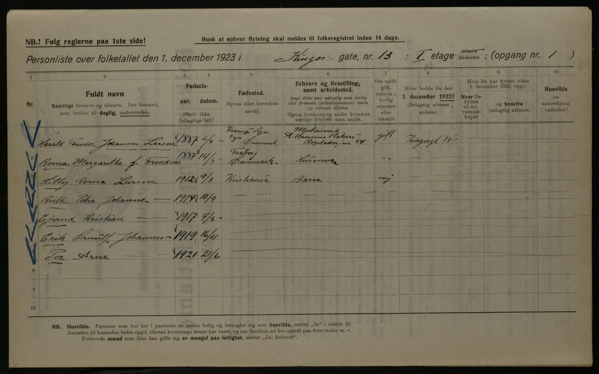 OBA, Municipal Census 1923 for Kristiania, 1923, p. 55503