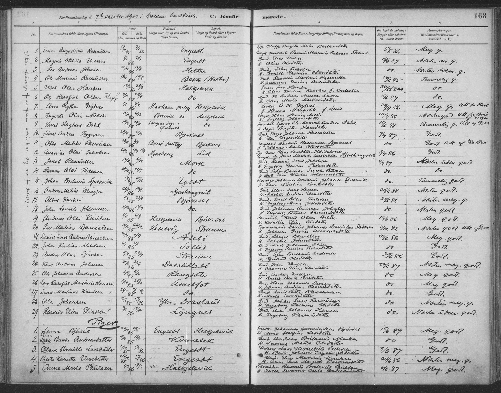 Ministerialprotokoller, klokkerbøker og fødselsregistre - Møre og Romsdal, AV/SAT-A-1454/511/L0142: Parish register (official) no. 511A09, 1891-1905, p. 163