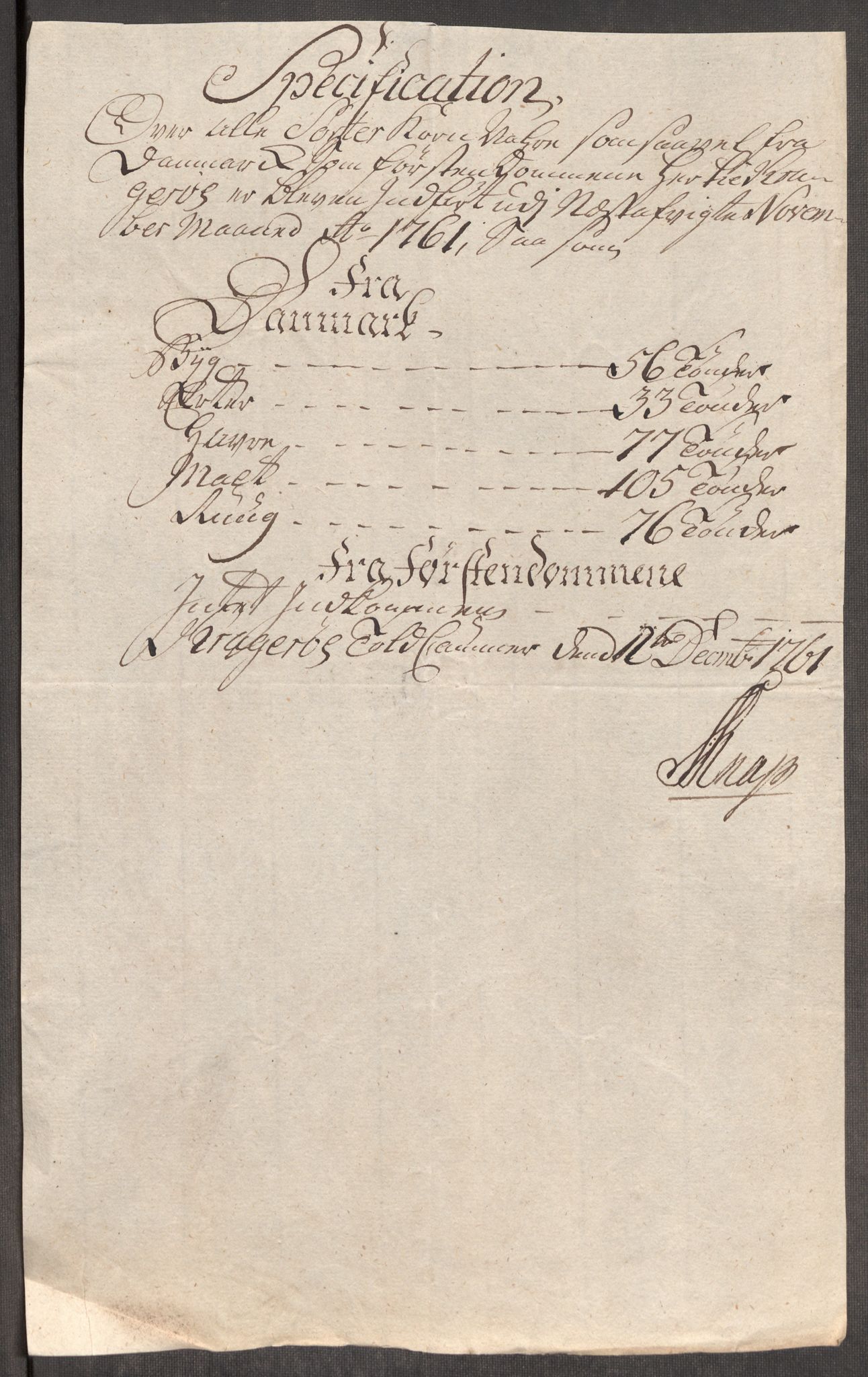 Rentekammeret inntil 1814, Realistisk ordnet avdeling, AV/RA-EA-4070/Oe/L0007: [Ø1]: Priskuranter, 1761-1763, p. 215