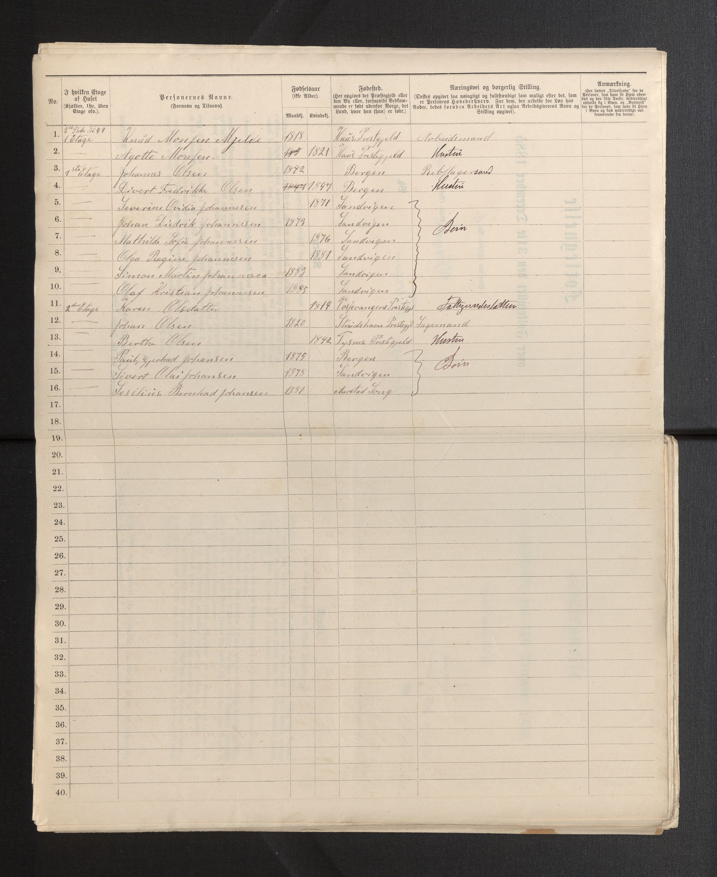 SAB, 1885 census for 1301 Bergen, 1885, p. 1644