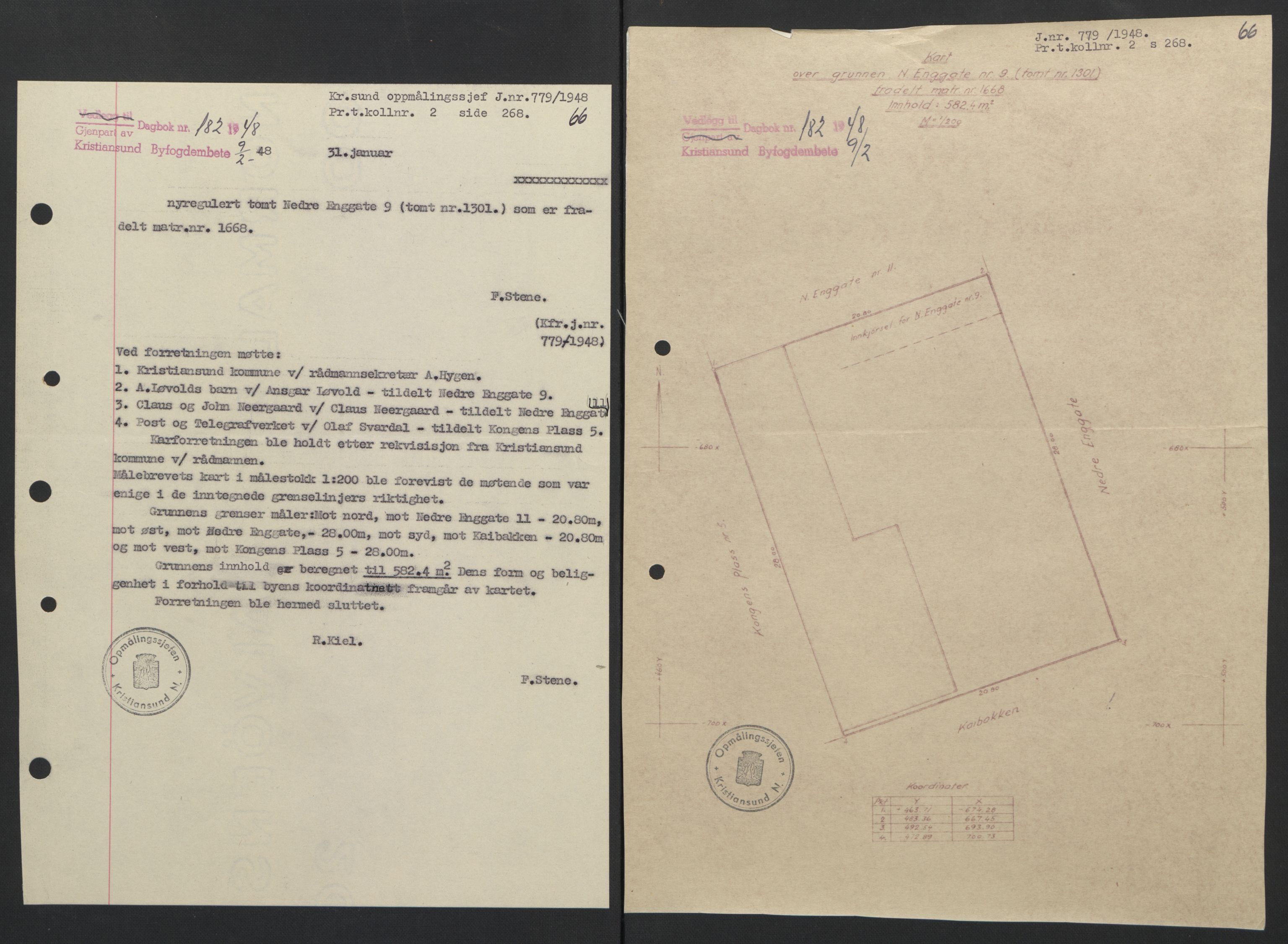 Kristiansund byfogd, AV/SAT-A-4587/A/27: Mortgage book no. 42, 1947-1950, Diary no: : 182/1948