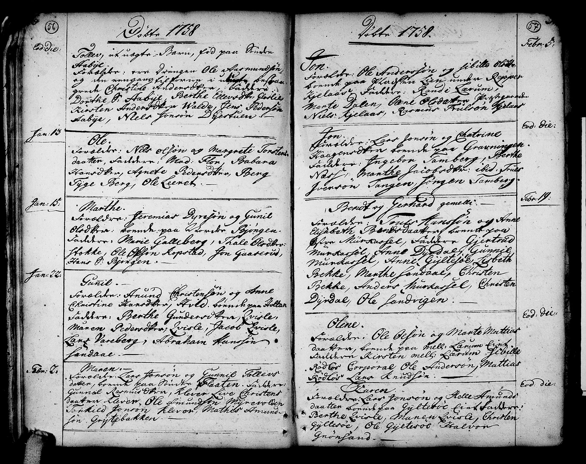 Sande Kirkebøker, SAKO/A-53/F/Fa/L0001: Parish register (official) no. 1, 1753-1803, p. 56-57