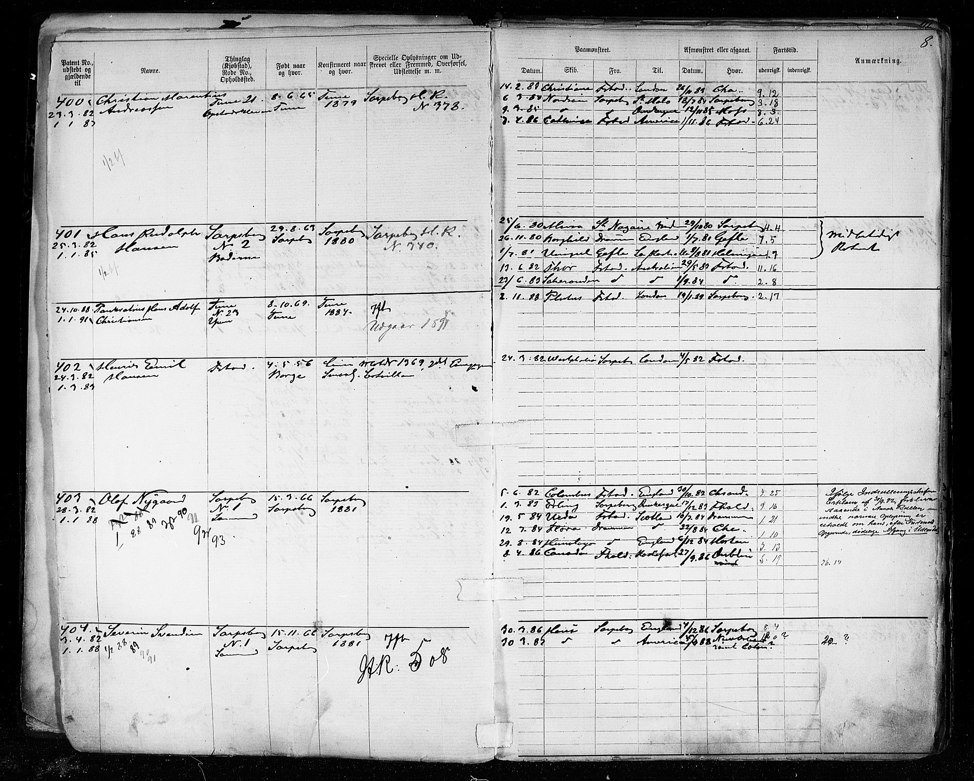 Sarpsborg mønstringskontor, AV/SAO-A-10569c/F/Fc/Fca/L0005: Annotasjonsrulle, 1881-1913, p. 11