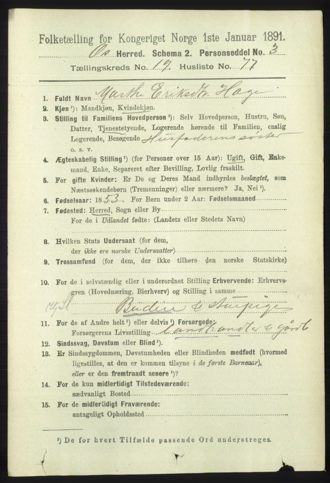 RA, 1891 census for 1243 Os, 1891, p. 4398