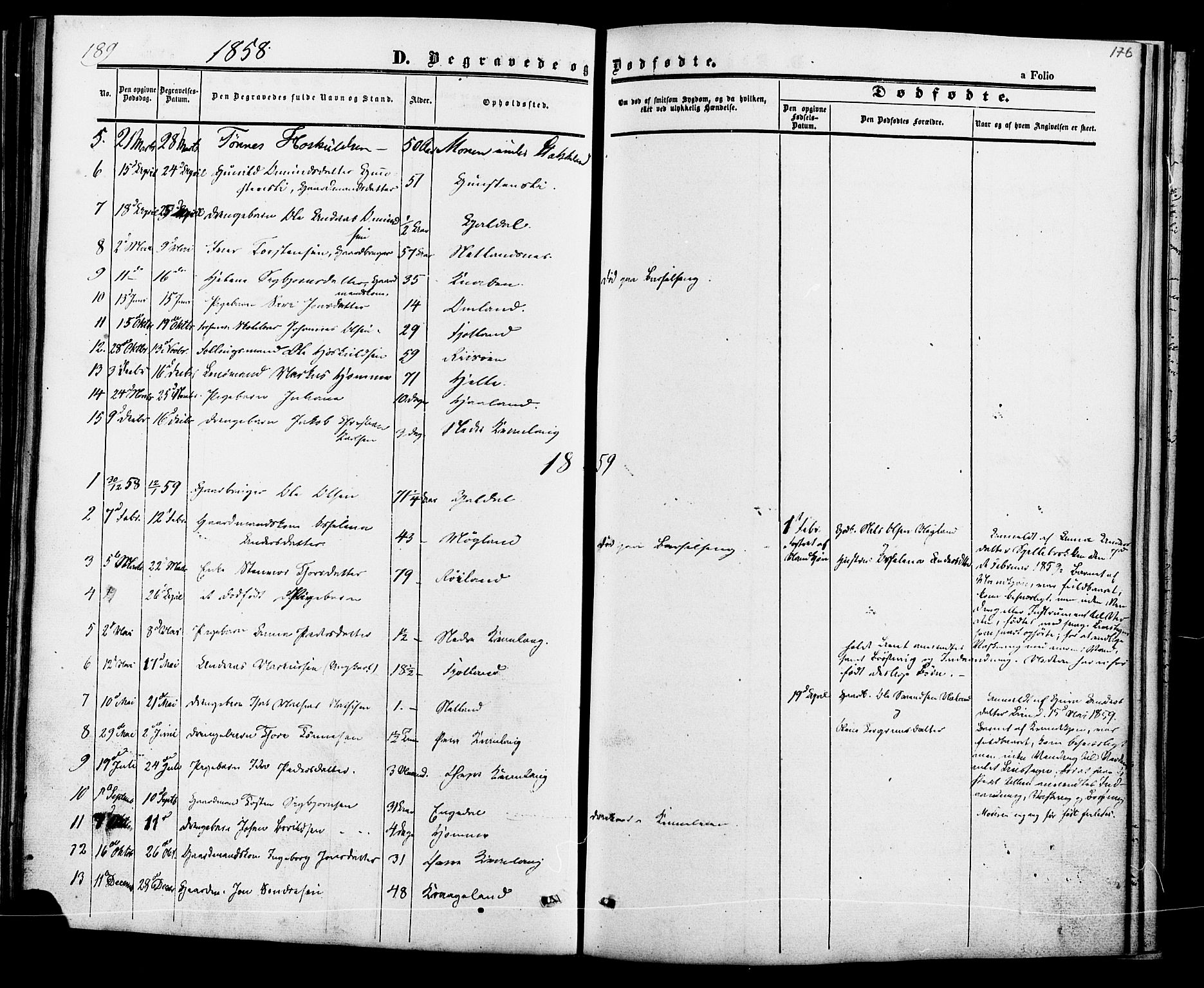 Fjotland sokneprestkontor, AV/SAK-1111-0010/F/Fa/L0001: Parish register (official) no. A 1, 1850-1879, p. 176