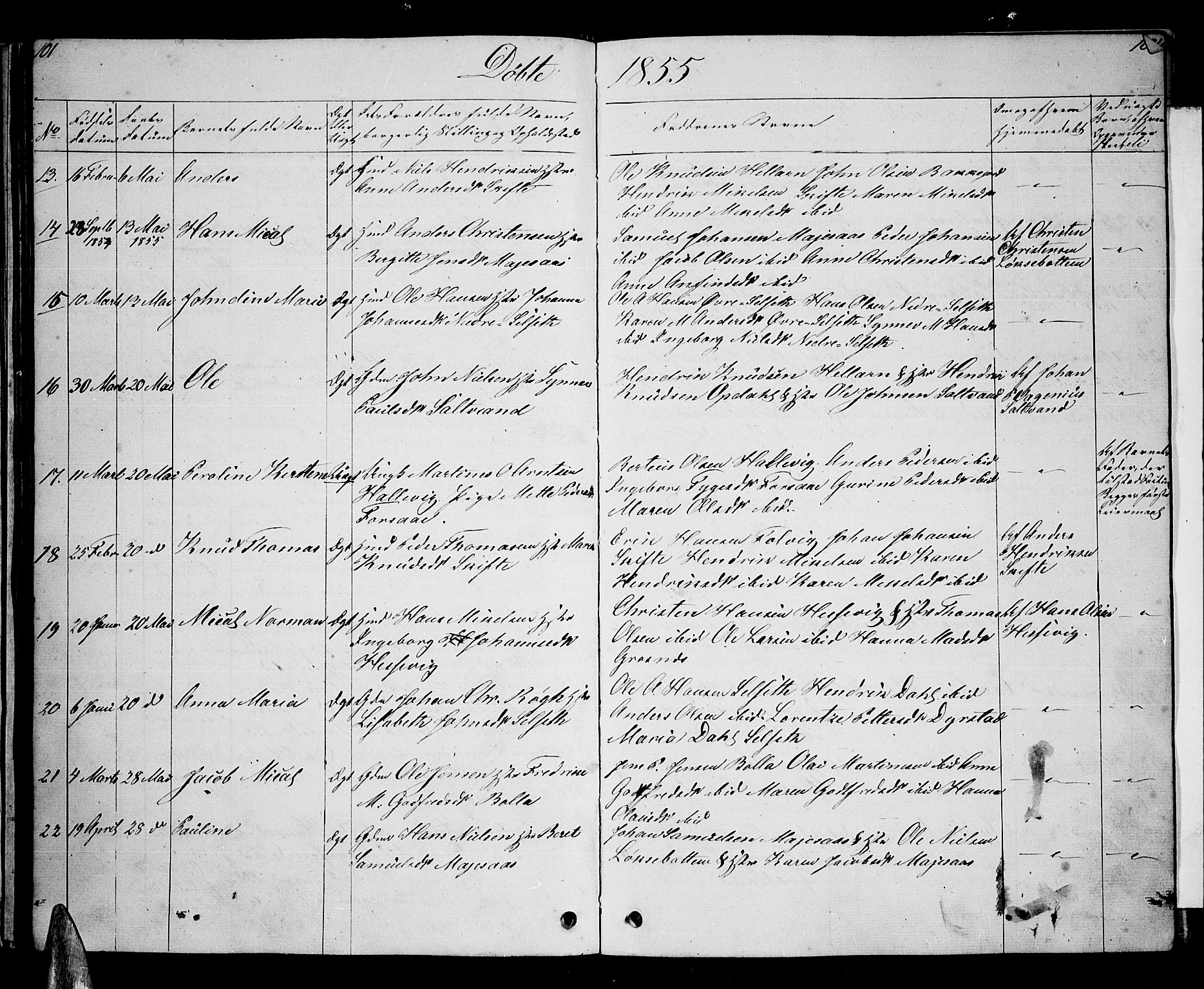Ibestad sokneprestembete, SATØ/S-0077/H/Ha/Hab/L0004klokker: Parish register (copy) no. 4, 1852-1860, p. 101-102