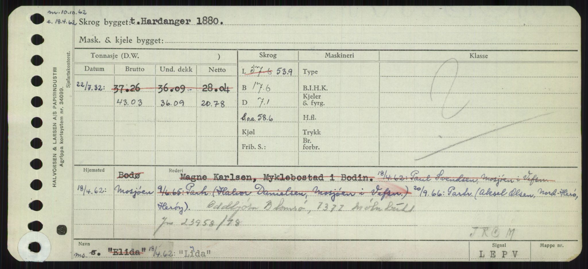 Sjøfartsdirektoratet med forløpere, Skipsmålingen, RA/S-1627/H/Ha/L0003/0002: Fartøy, Hilm-Mar / Fartøy, Kom-Mar, p. 449