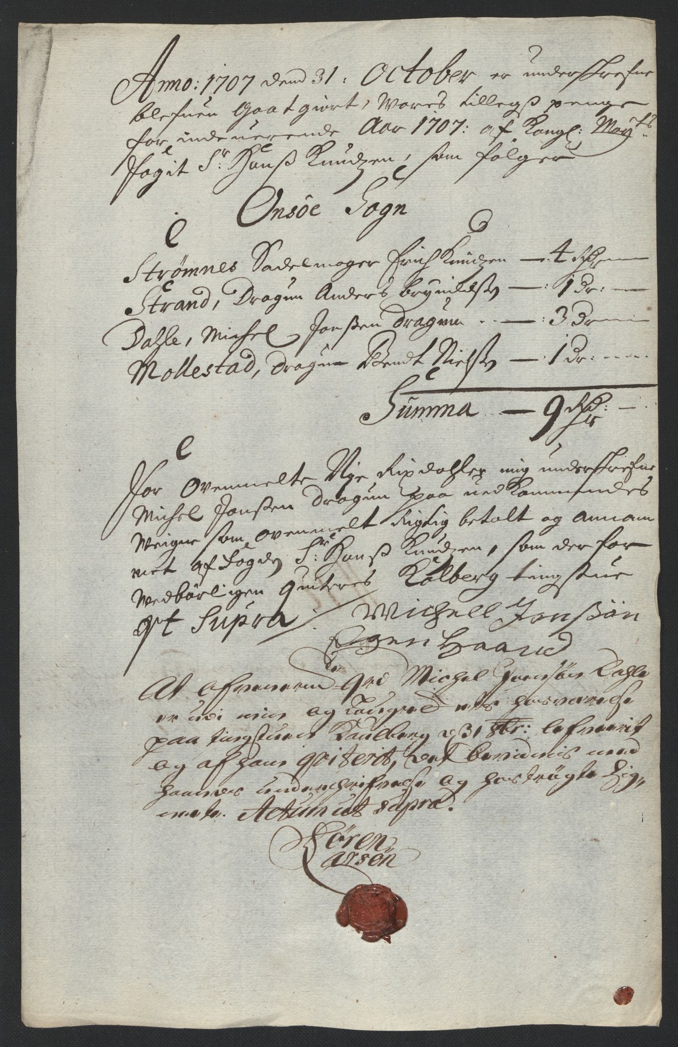 Rentekammeret inntil 1814, Reviderte regnskaper, Fogderegnskap, AV/RA-EA-4092/R04/L0134: Fogderegnskap Moss, Onsøy, Tune, Veme og Åbygge, 1707-1708, p. 116