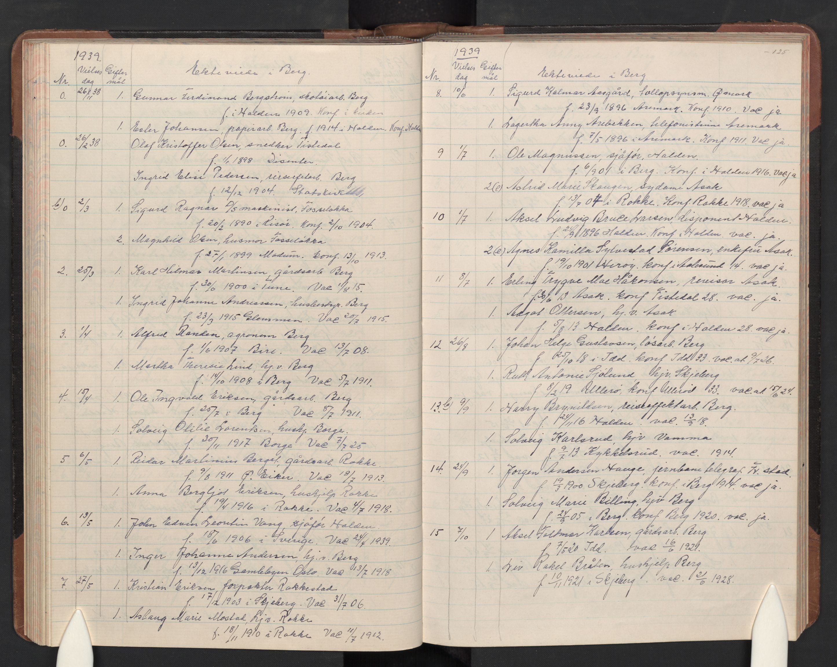 Berg prestekontor Kirkebøker, AV/SAO-A-10902/G/Ga/L0005: Parish register (copy) no. I 5, 1922-1965, p. 125