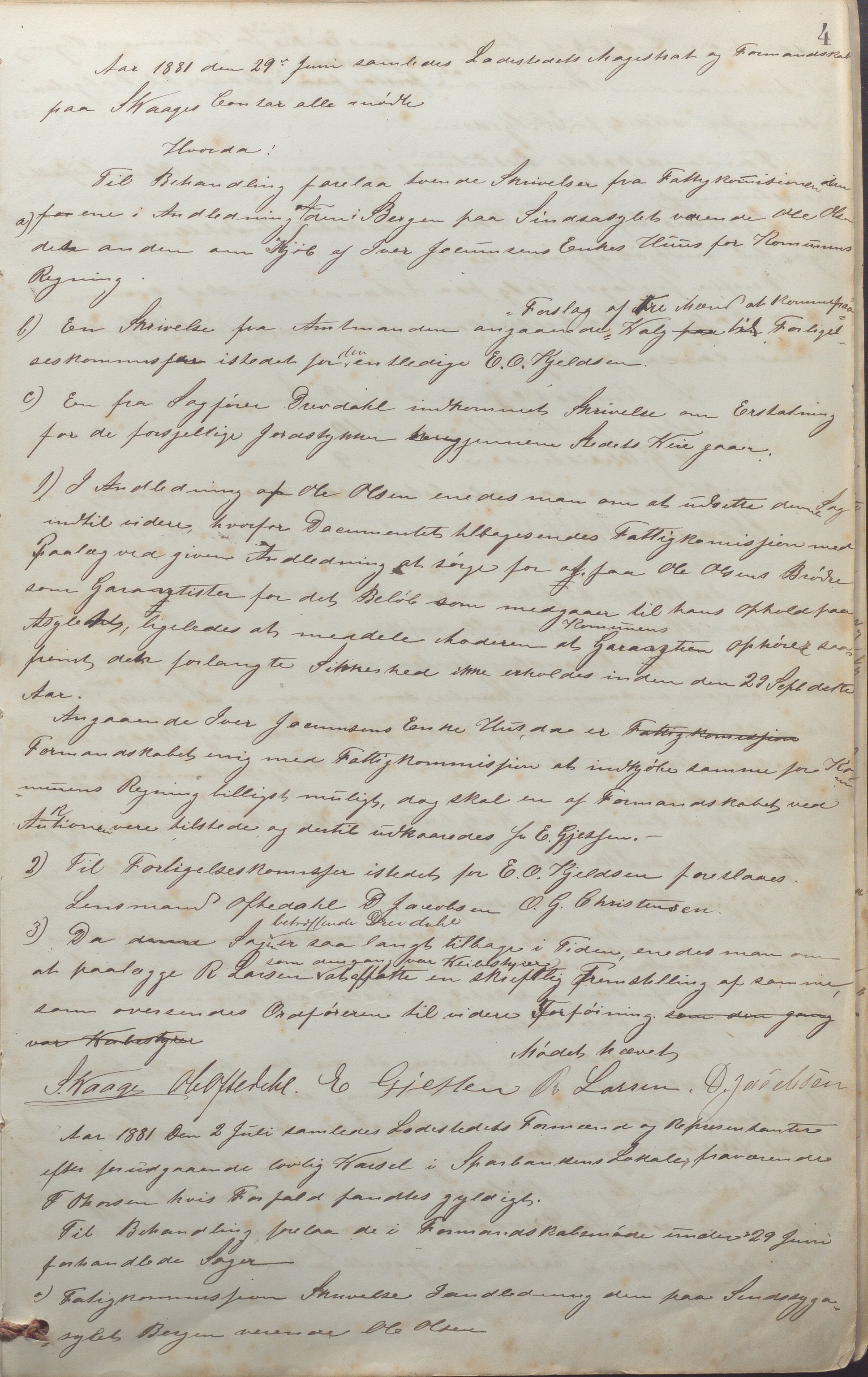 Skudeneshavn kommune - Formannskapet, IKAR/A-361/Aa/L0002: Møtebok, 1881-1903, p. 4a