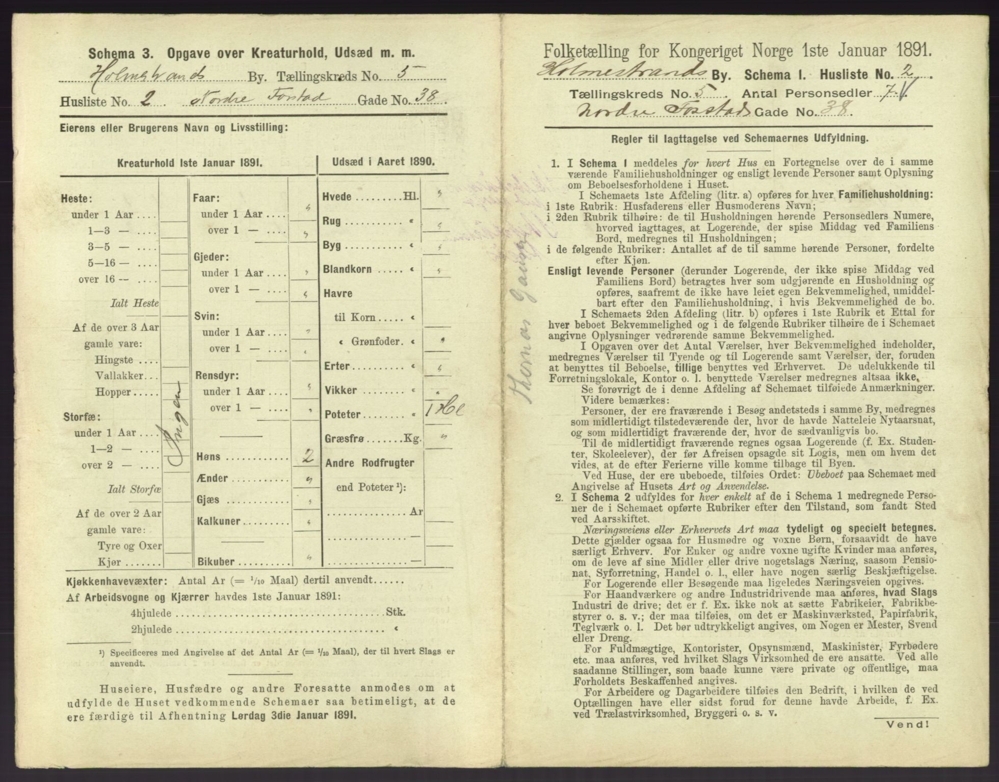 RA, 1891 census for 0702 Holmestrand, 1891, p. 396