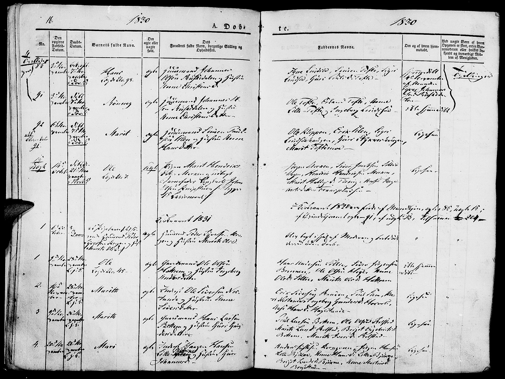 Lesja prestekontor, AV/SAH-PREST-068/H/Ha/Haa/L0005: Parish register (official) no. 5, 1830-1842, p. 16