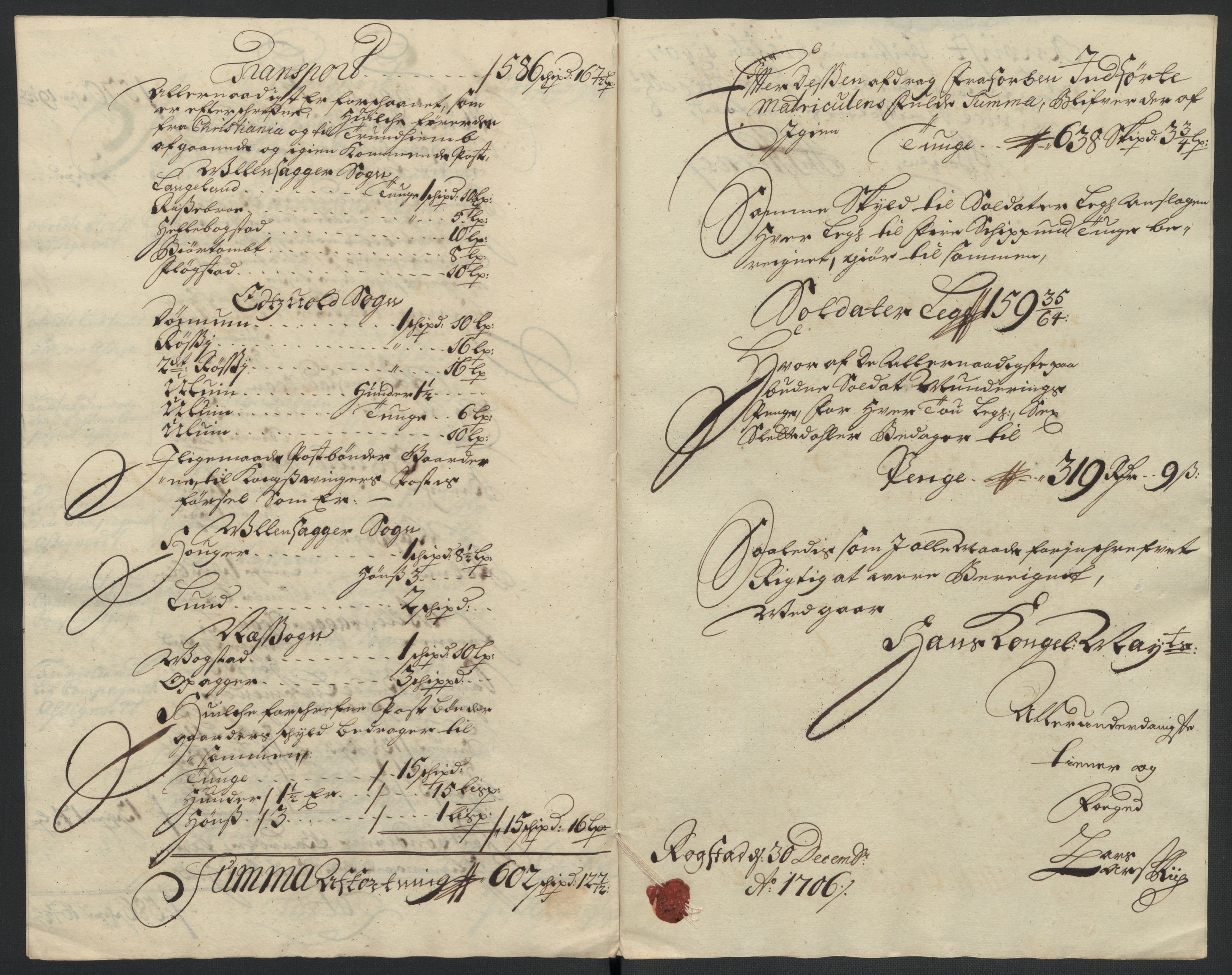 Rentekammeret inntil 1814, Reviderte regnskaper, Fogderegnskap, AV/RA-EA-4092/R12/L0718: Fogderegnskap Øvre Romerike, 1706-1707, p. 183