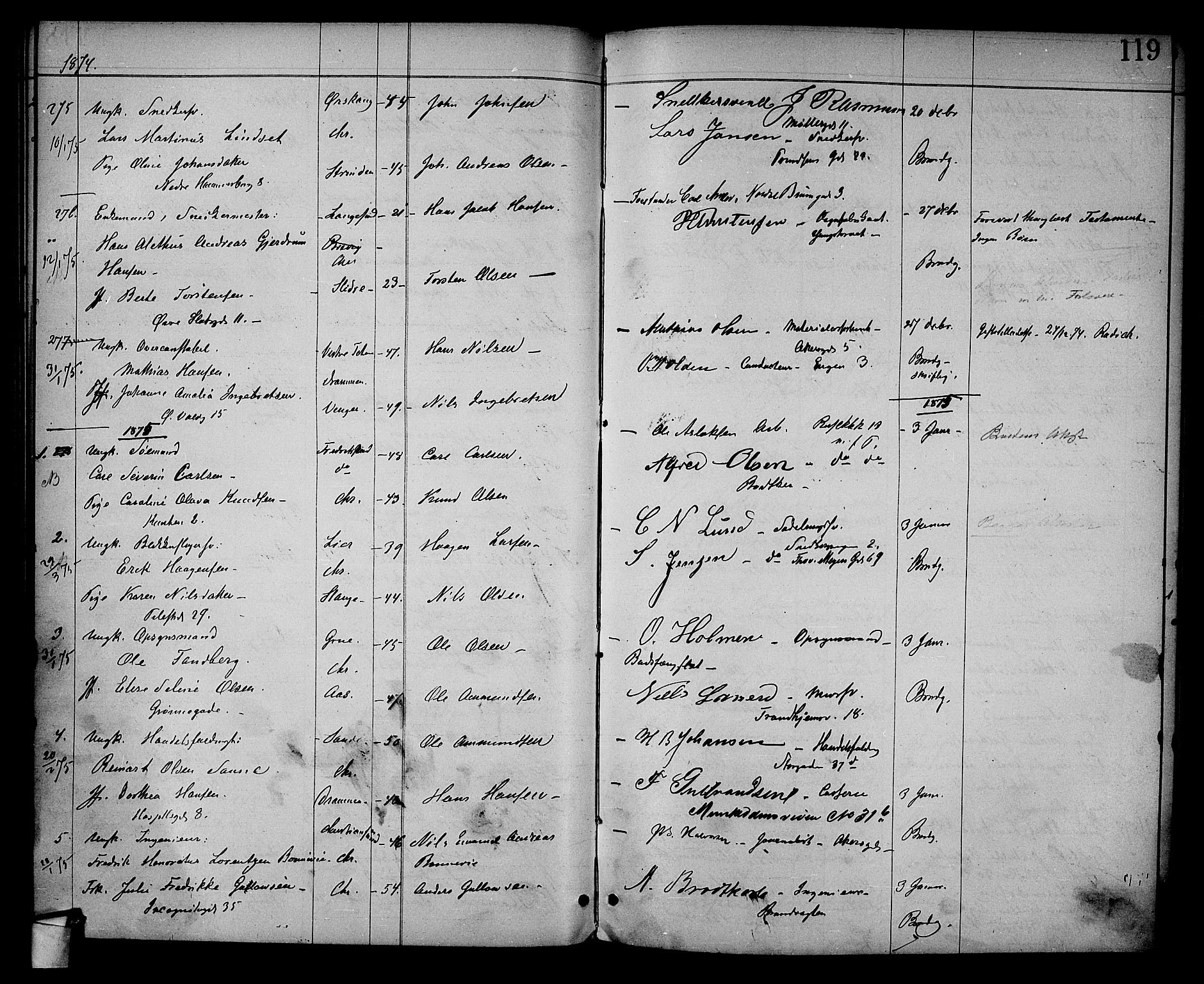 Trefoldighet prestekontor Kirkebøker, SAO/A-10882/H/Ha/L0002: Banns register no. 2, 1870-1878, p. 119
