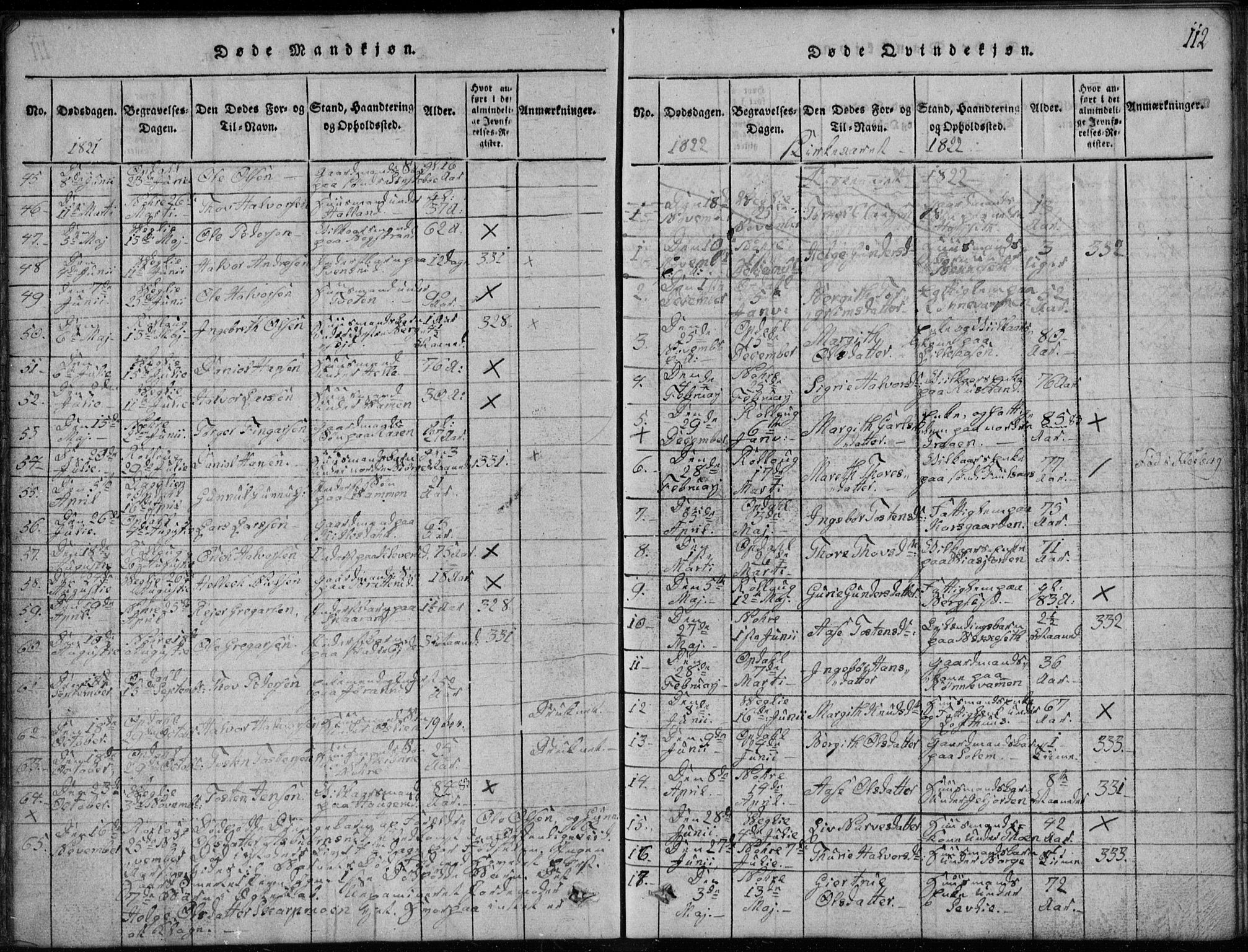 Rollag kirkebøker, SAKO/A-240/G/Ga/L0001: Parish register (copy) no. I 1, 1814-1831, p. 112